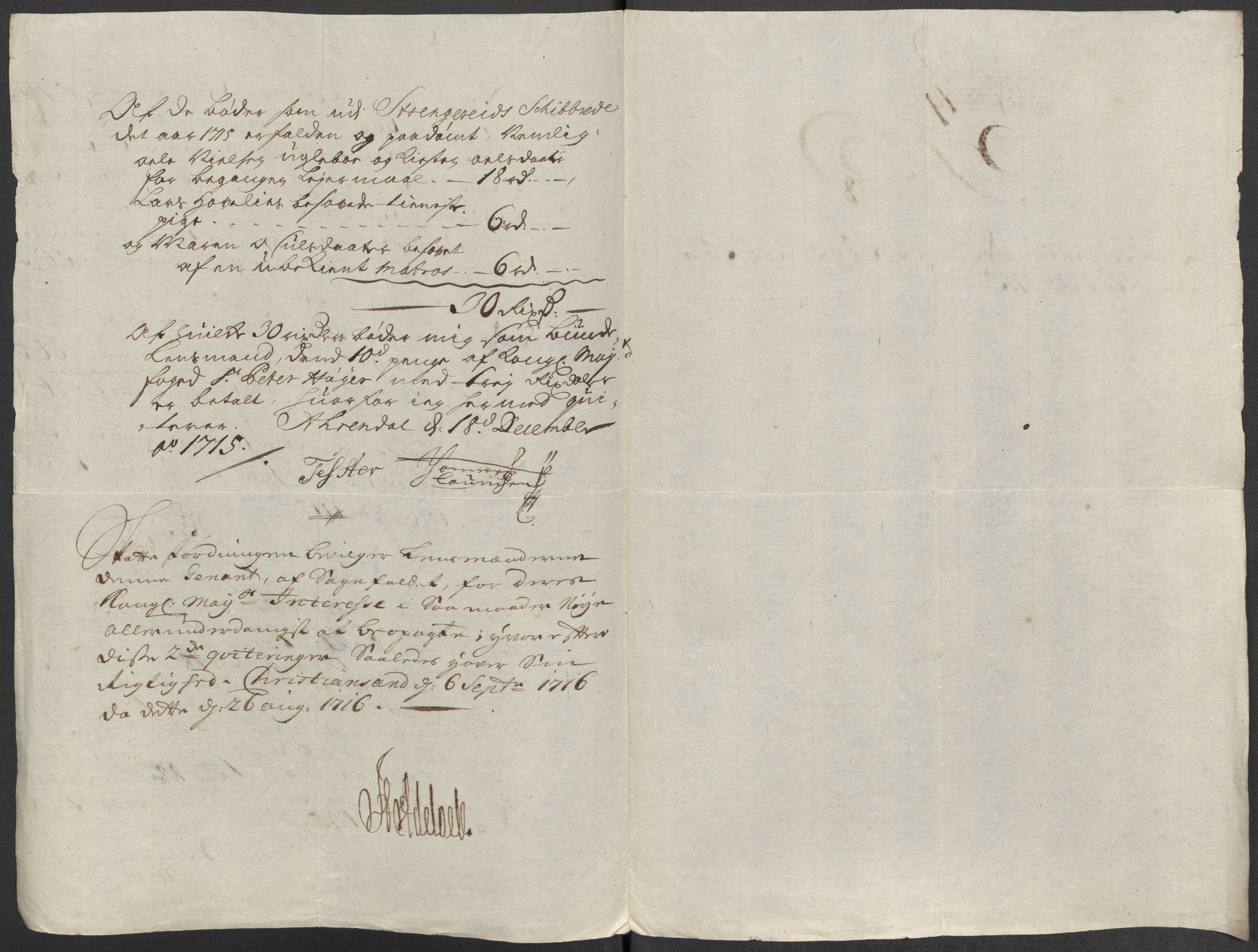 Rentekammeret inntil 1814, Reviderte regnskaper, Fogderegnskap, AV/RA-EA-4092/R39/L2323: Fogderegnskap Nedenes, 1715, p. 289