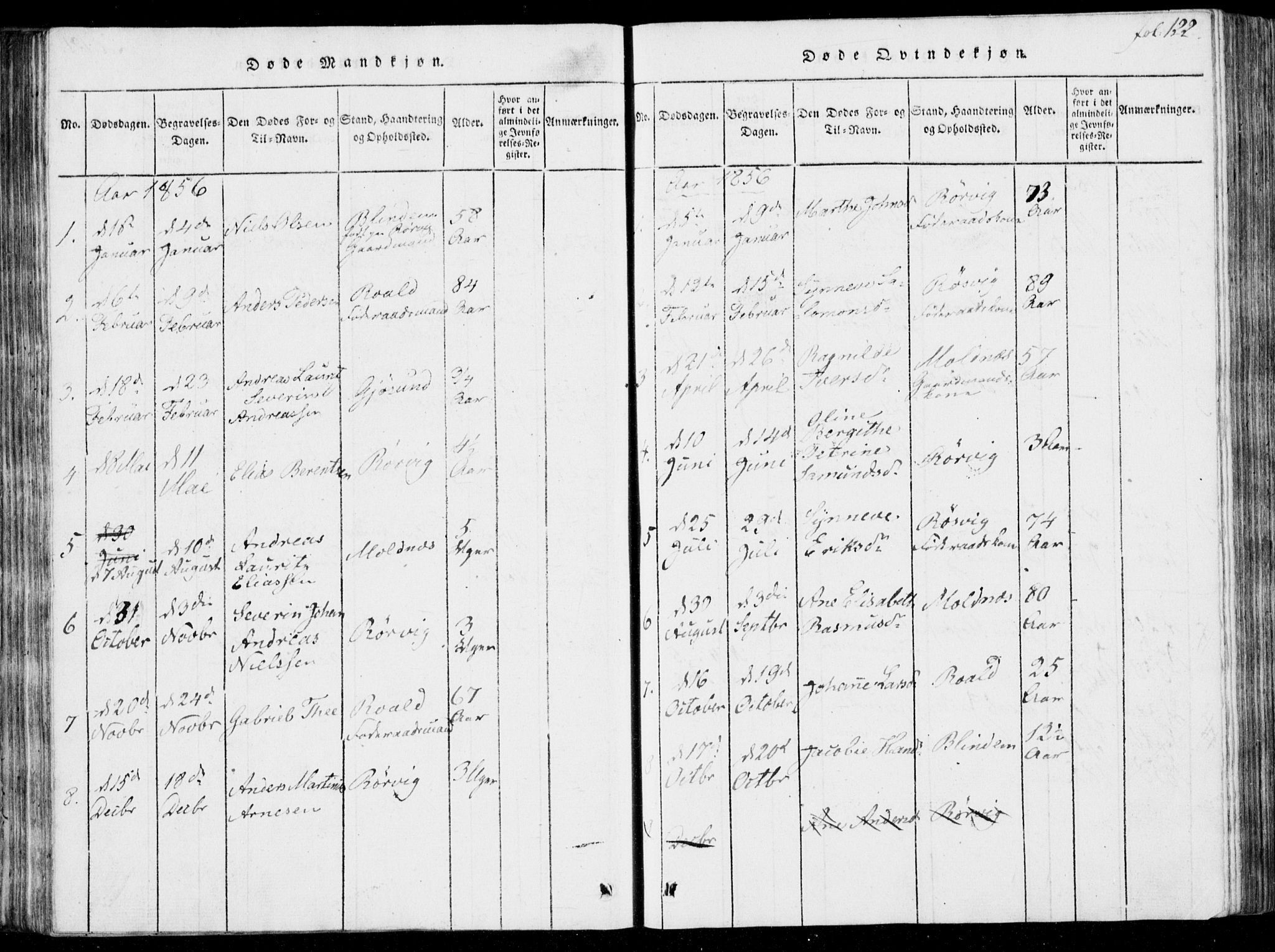 Ministerialprotokoller, klokkerbøker og fødselsregistre - Møre og Romsdal, SAT/A-1454/537/L0517: Parish register (official) no. 537A01, 1818-1862, p. 122