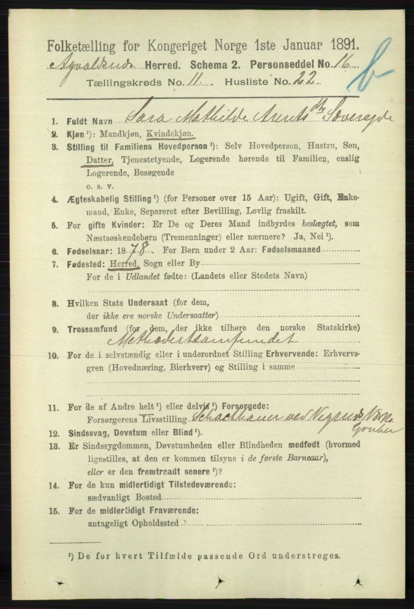 RA, 1891 census for 1147 Avaldsnes, 1891, p. 6541