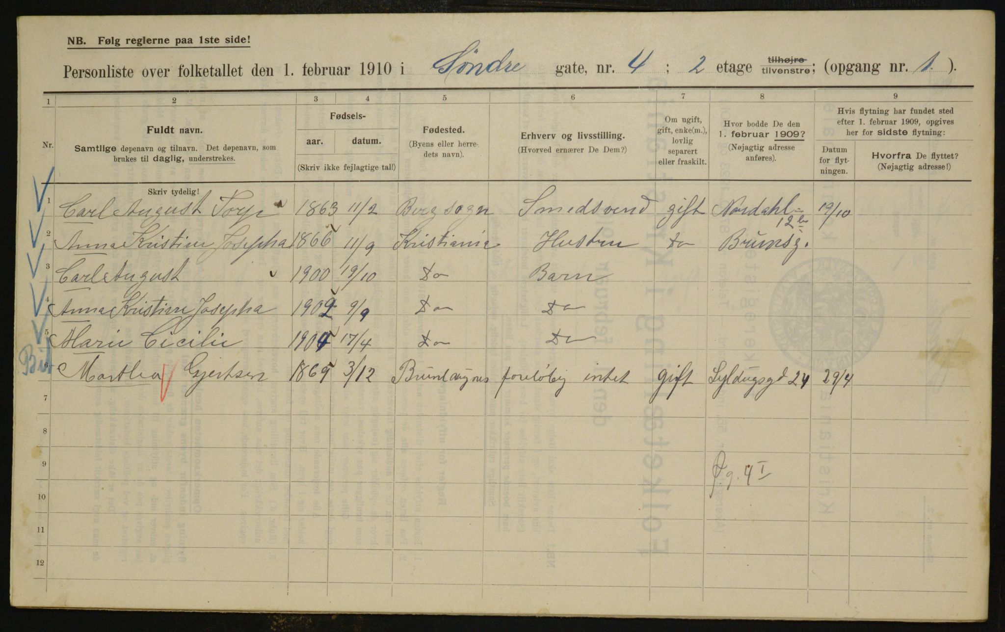 OBA, Municipal Census 1910 for Kristiania, 1910, p. 100969