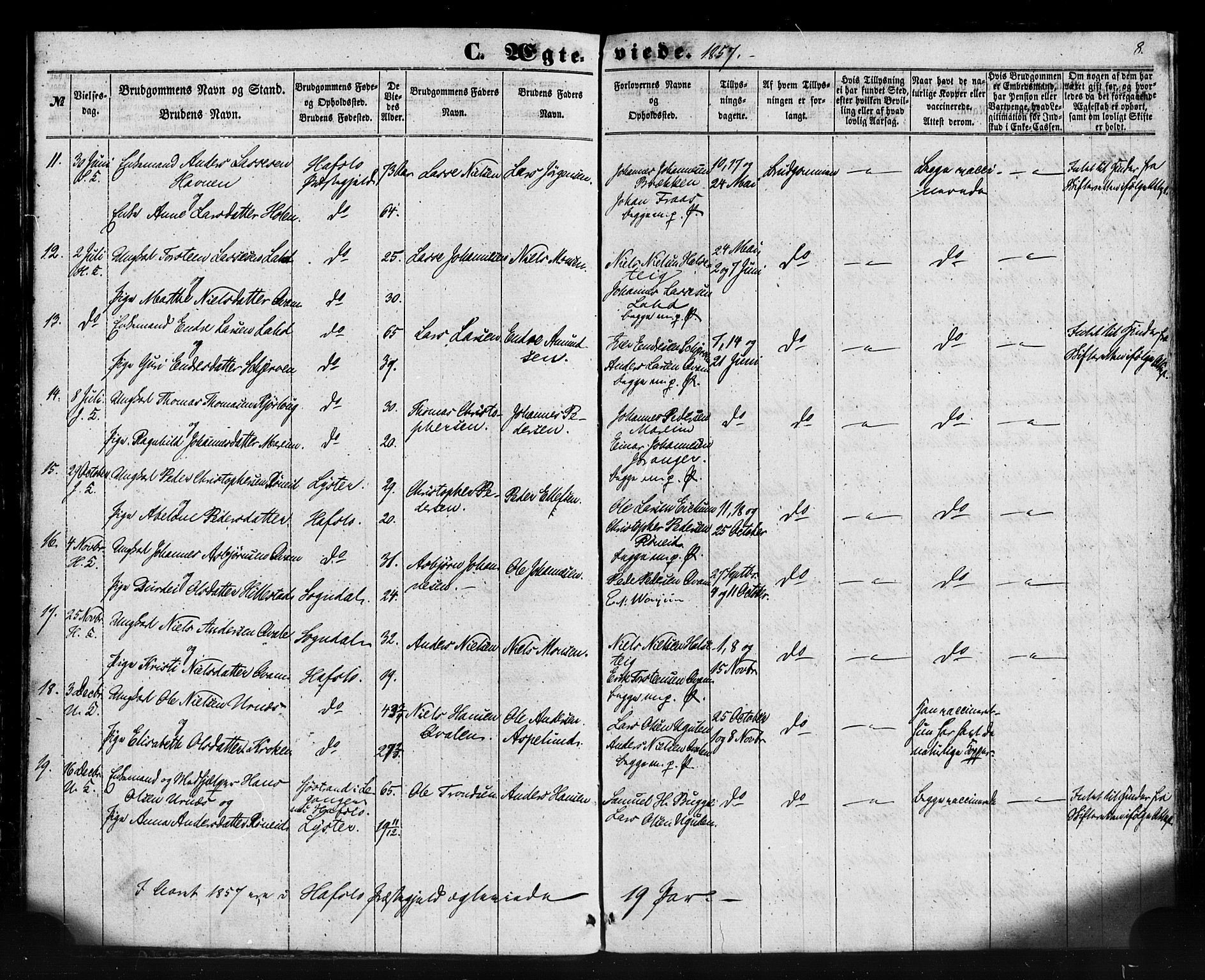 Hafslo sokneprestembete, AV/SAB-A-80301/H/Haa/Haaa/L0013: Parish register (official) no. A 13, 1854-1879, p. 8