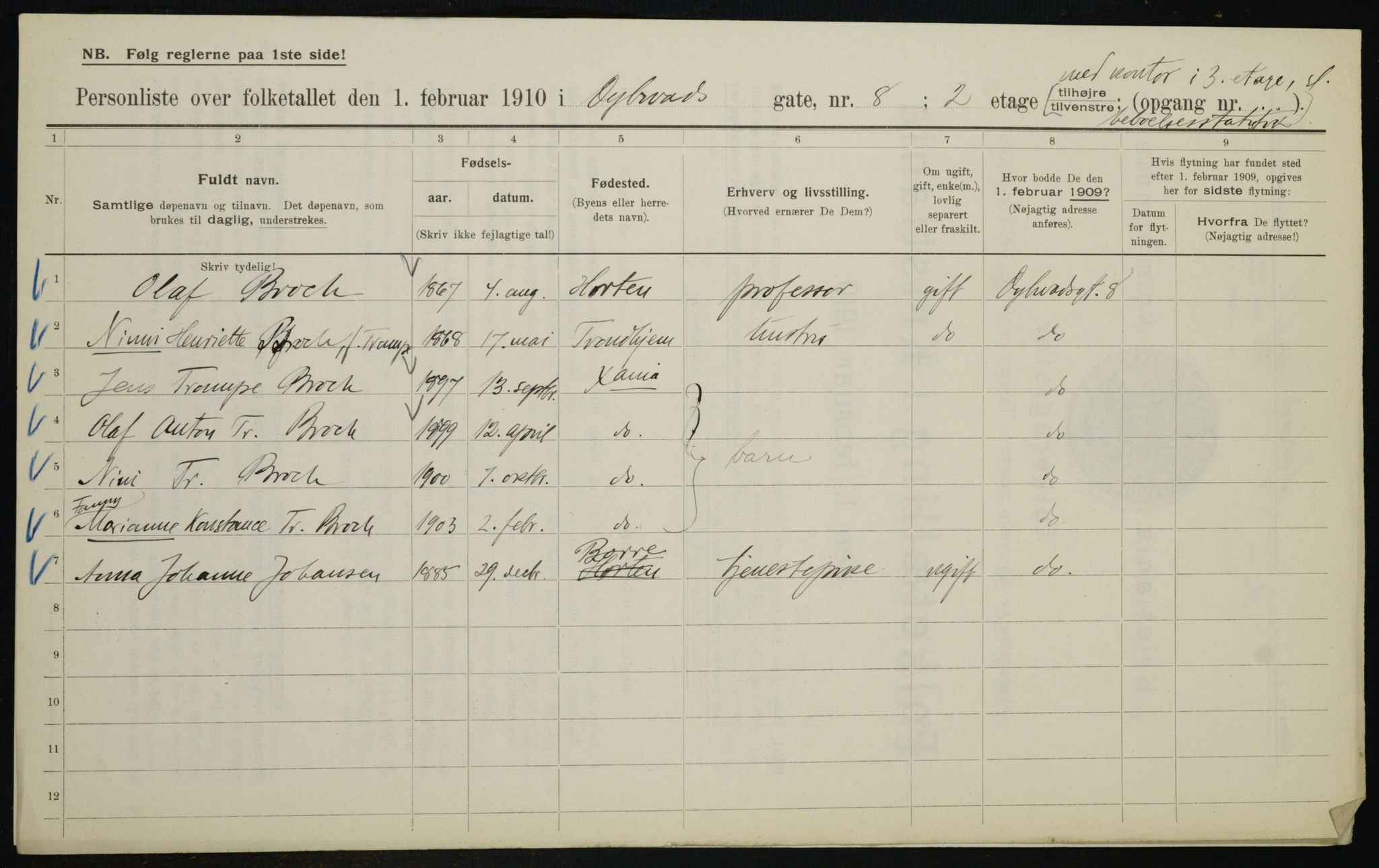 OBA, Municipal Census 1910 for Kristiania, 1910, p. 16634