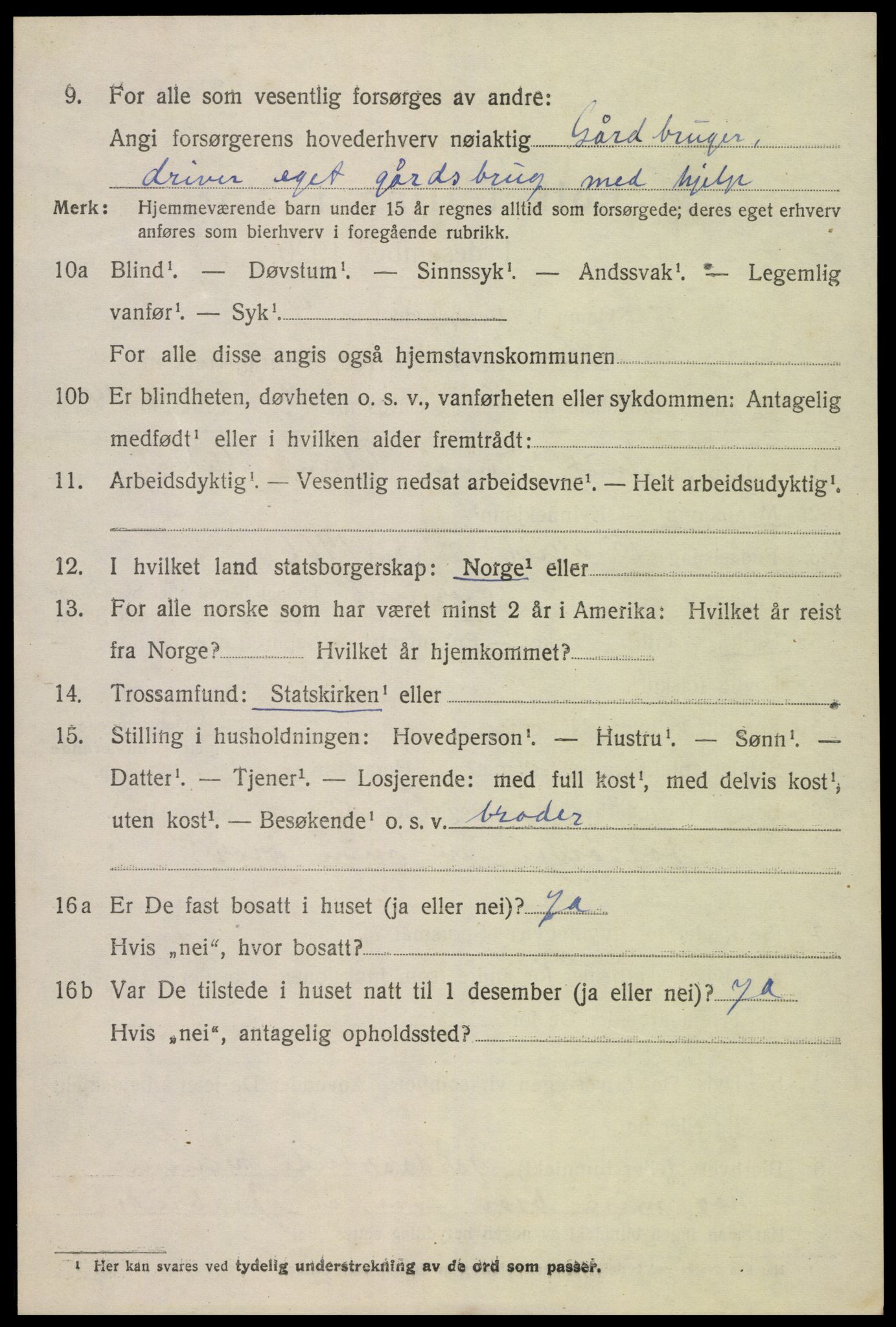 SAK, 1920 census for Hornnes, 1920, p. 1640