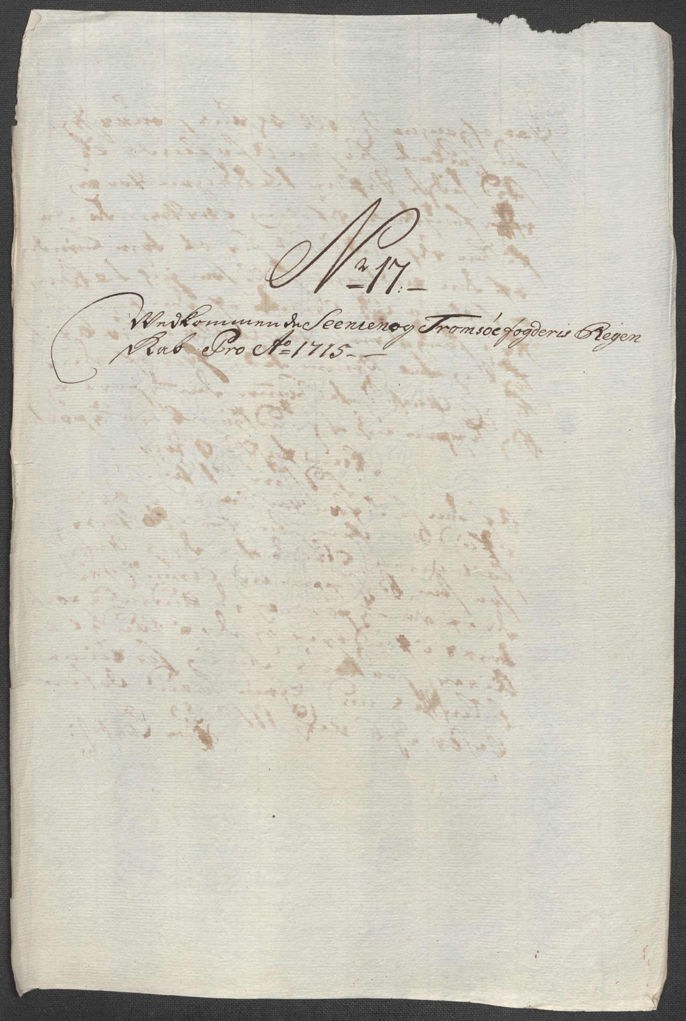 Rentekammeret inntil 1814, Reviderte regnskaper, Fogderegnskap, AV/RA-EA-4092/R68/L4761: Fogderegnskap Senja og Troms, 1715, p. 121