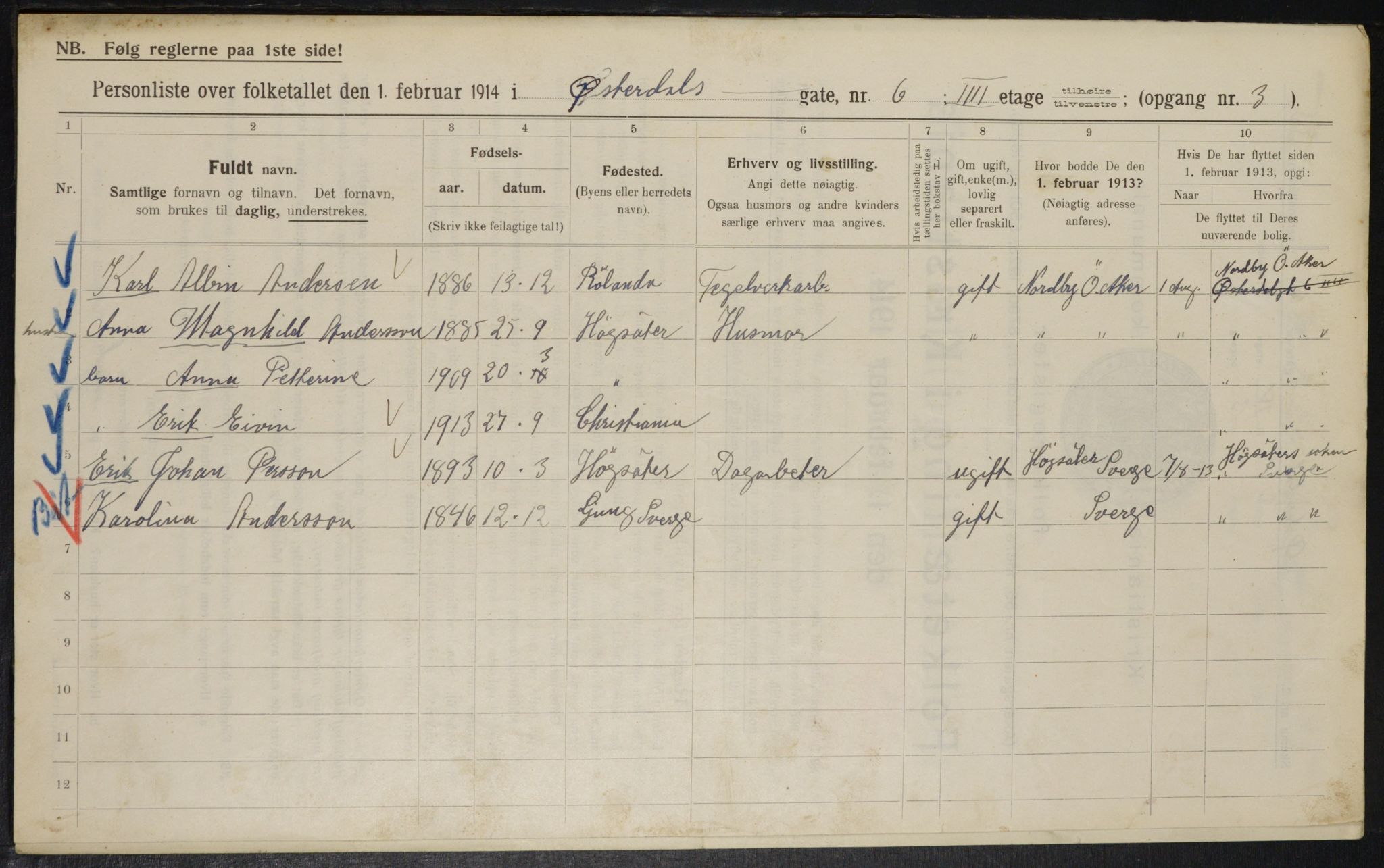 OBA, Municipal Census 1914 for Kristiania, 1914, p. 130082