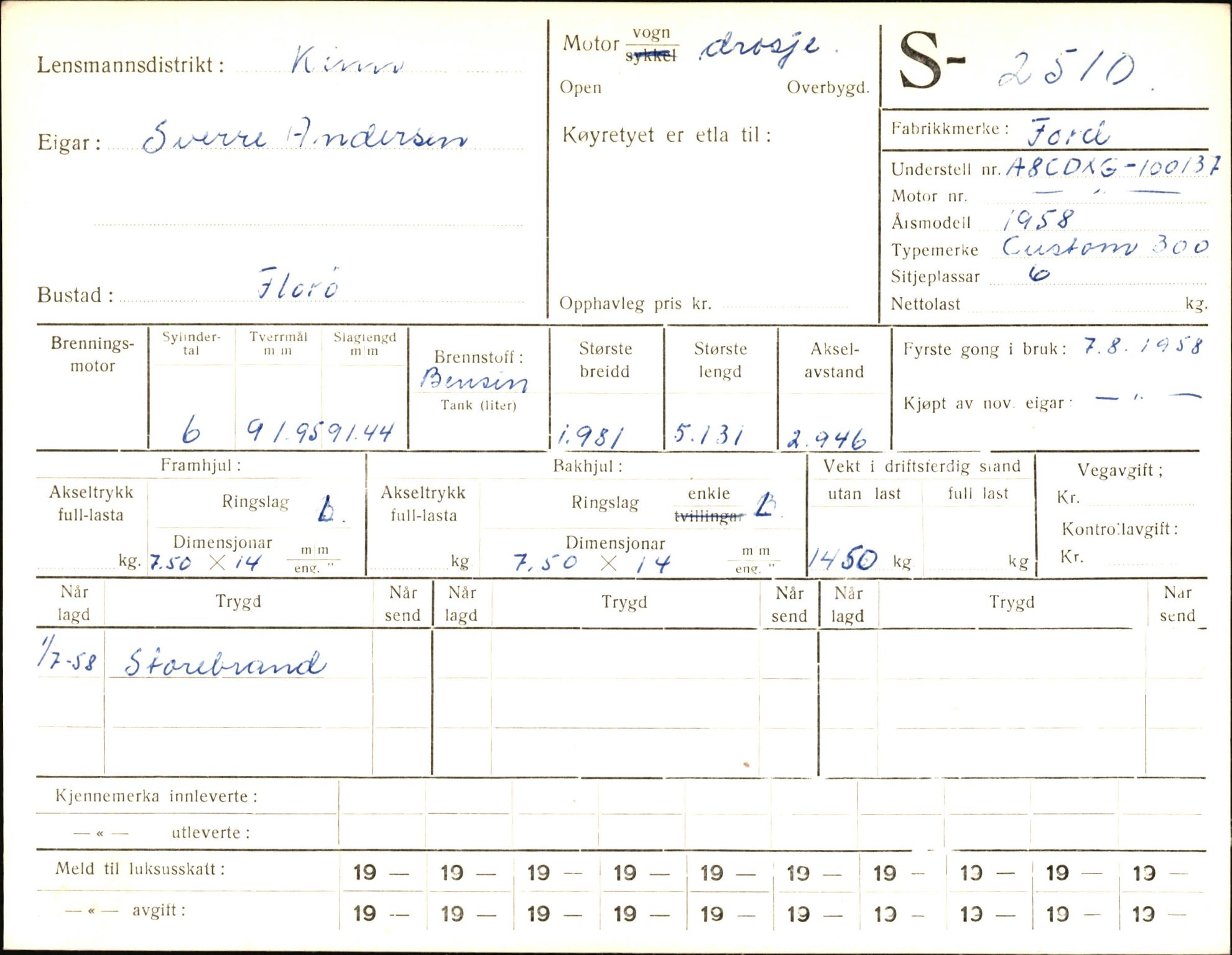 Statens vegvesen, Sogn og Fjordane vegkontor, AV/SAB-A-5301/4/F/L0004: Registerkort utmeldte Fjordane S2500-2700, S7200-7899, 1930-1961, p. 17