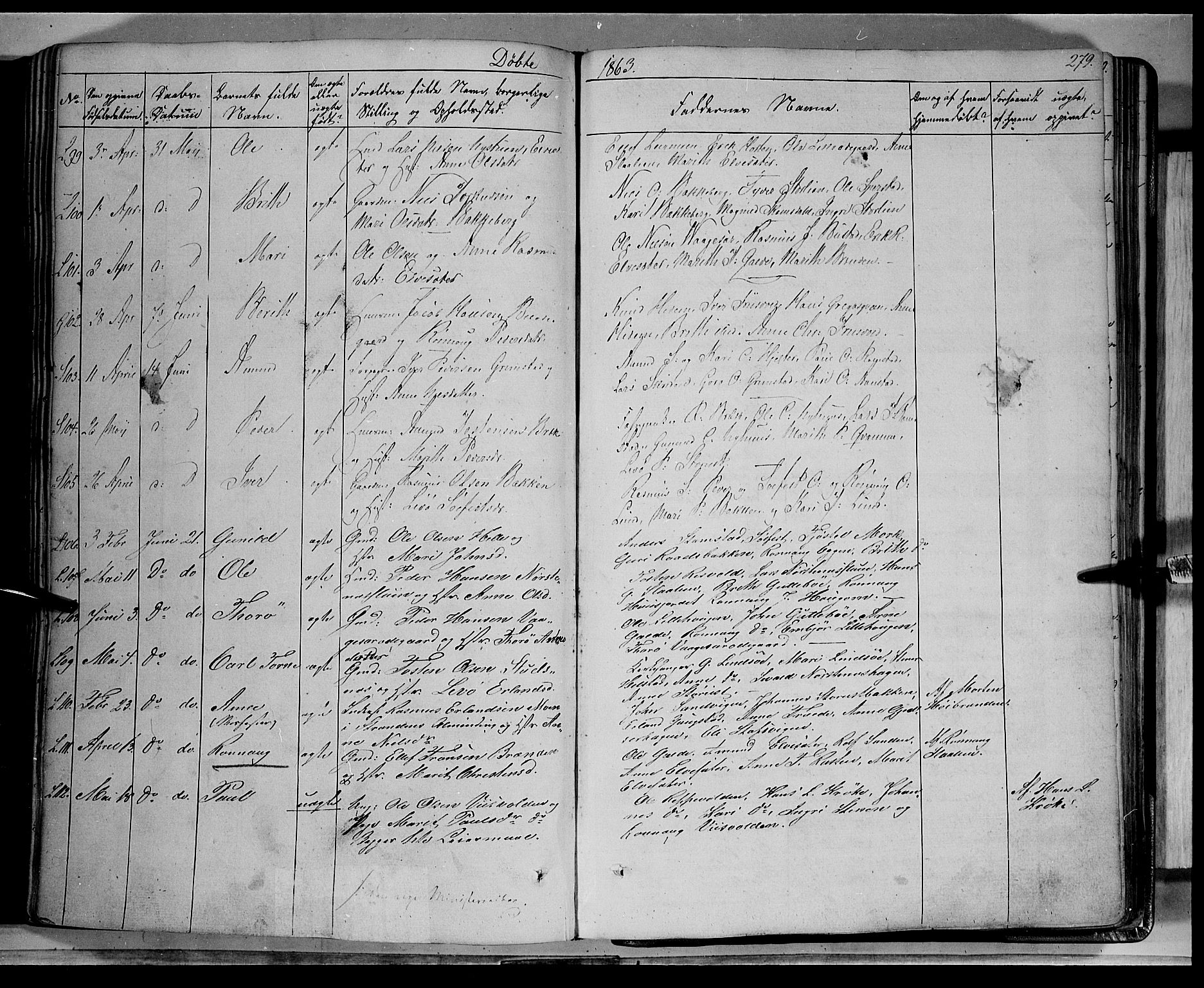 Lom prestekontor, SAH/PREST-070/K/L0006: Parish register (official) no. 6A, 1837-1863, p. 279