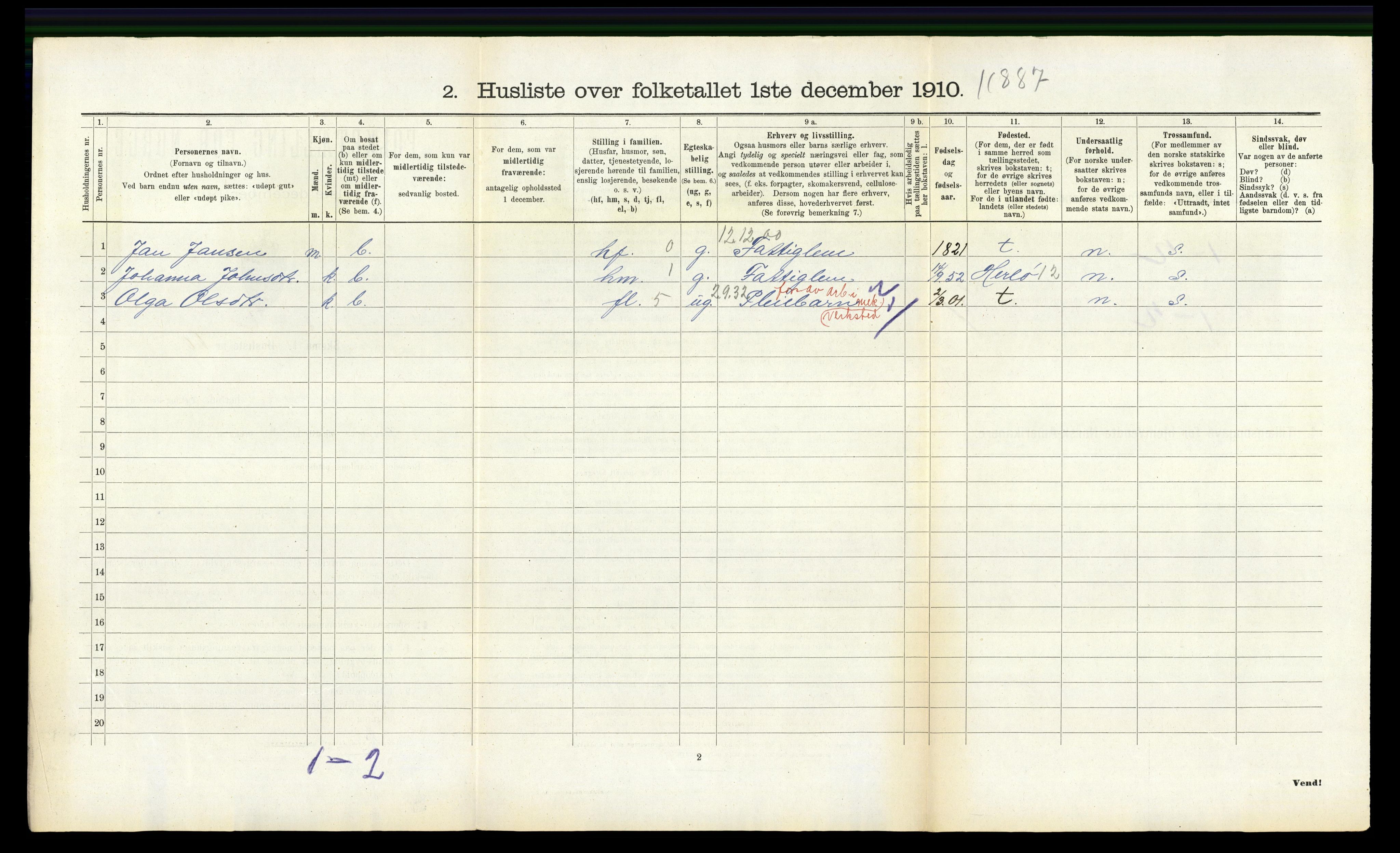 RA, 1910 census for Hjelme, 1910, p. 255