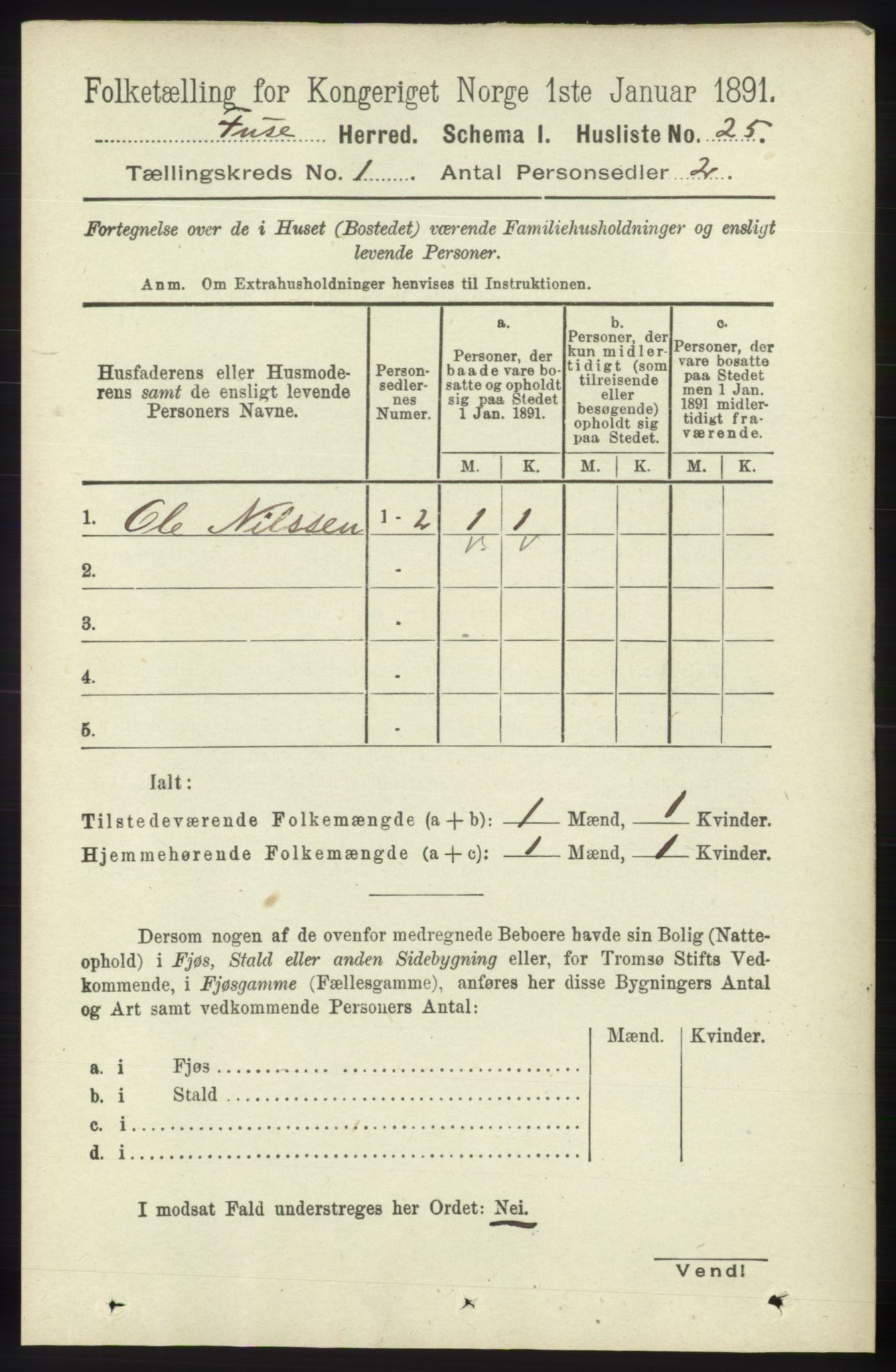 RA, 1891 census for 1241 Fusa, 1891, p. 66