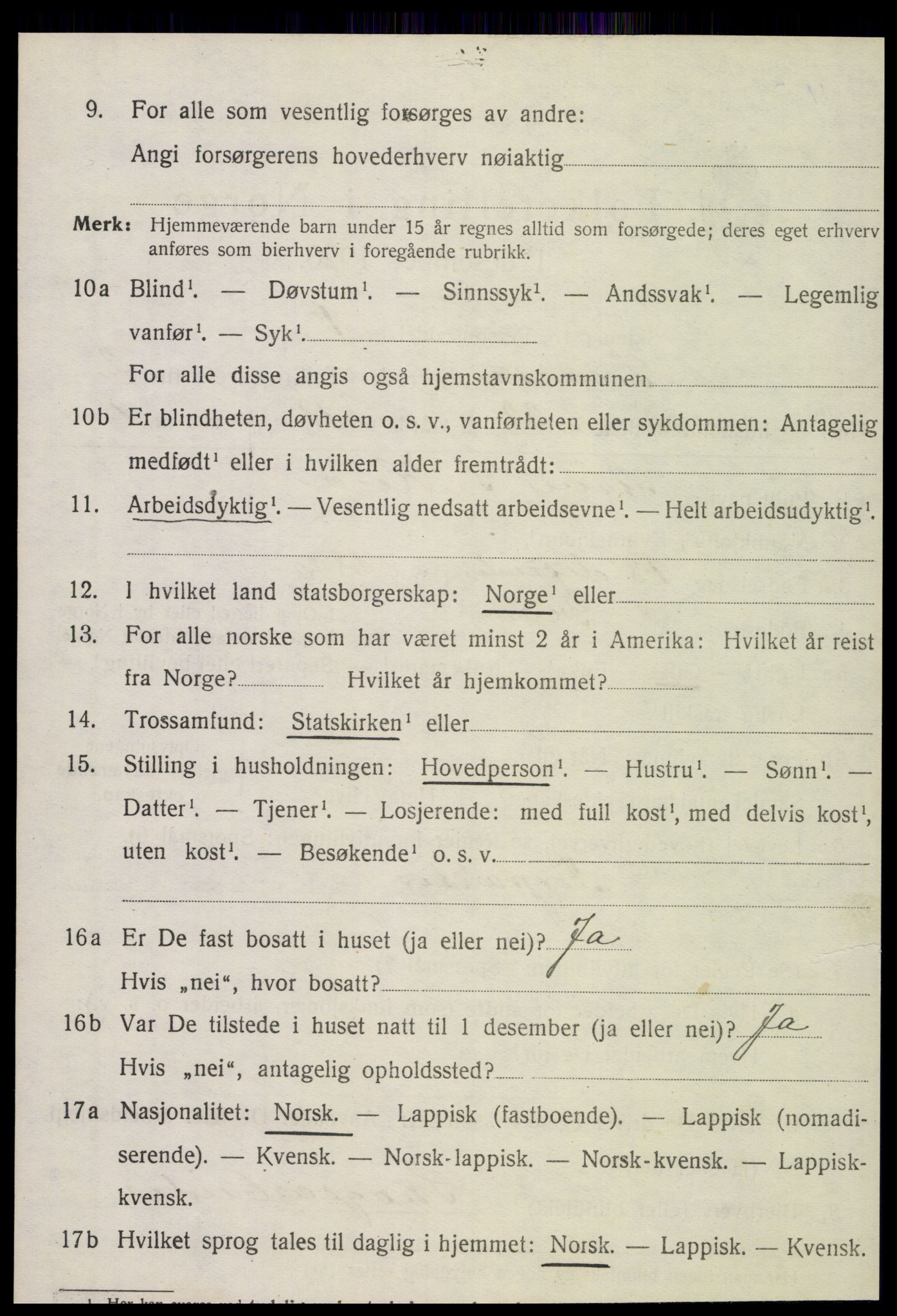 SAT, 1920 census for Snåsa, 1920, p. 1509
