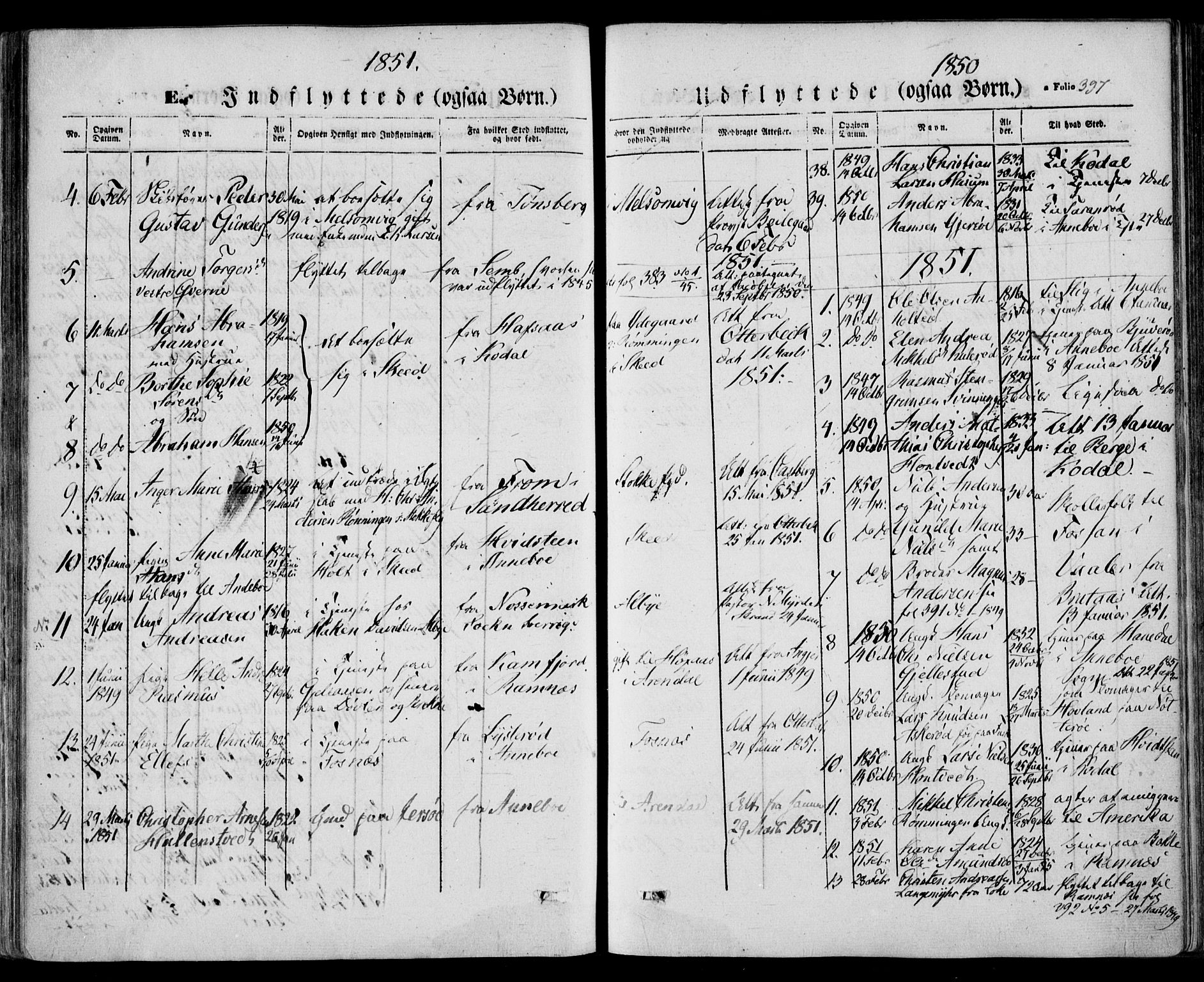 Stokke kirkebøker, AV/SAKO-A-320/F/Fa/L0007: Parish register (official) no. I 7, 1844-1857, p. 397