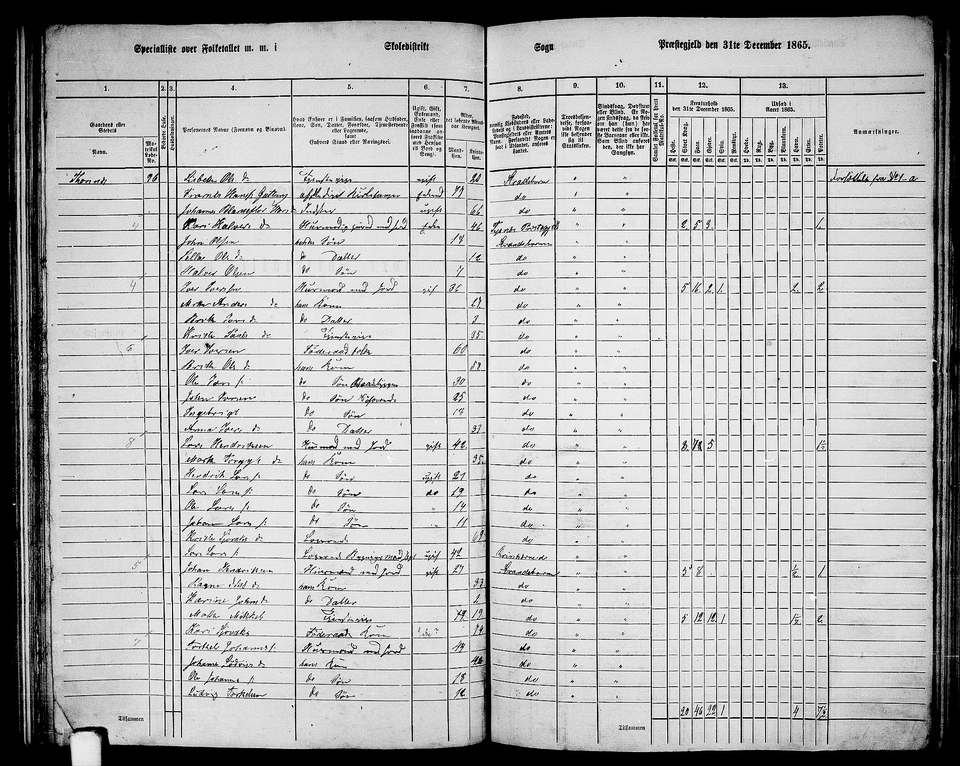 RA, 1865 census for Strandebarm, 1865, p. 138