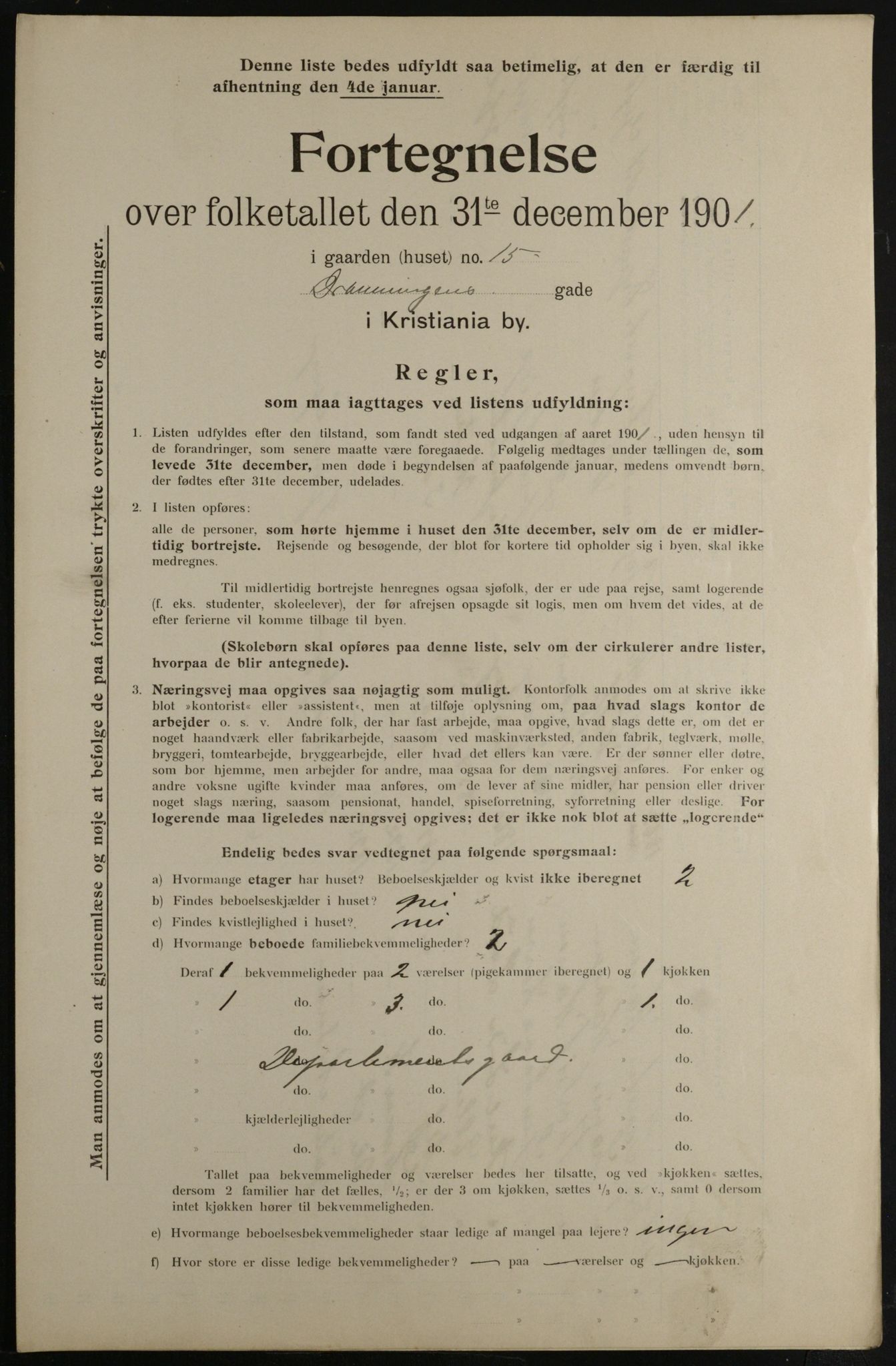 OBA, Municipal Census 1901 for Kristiania, 1901, p. 2799