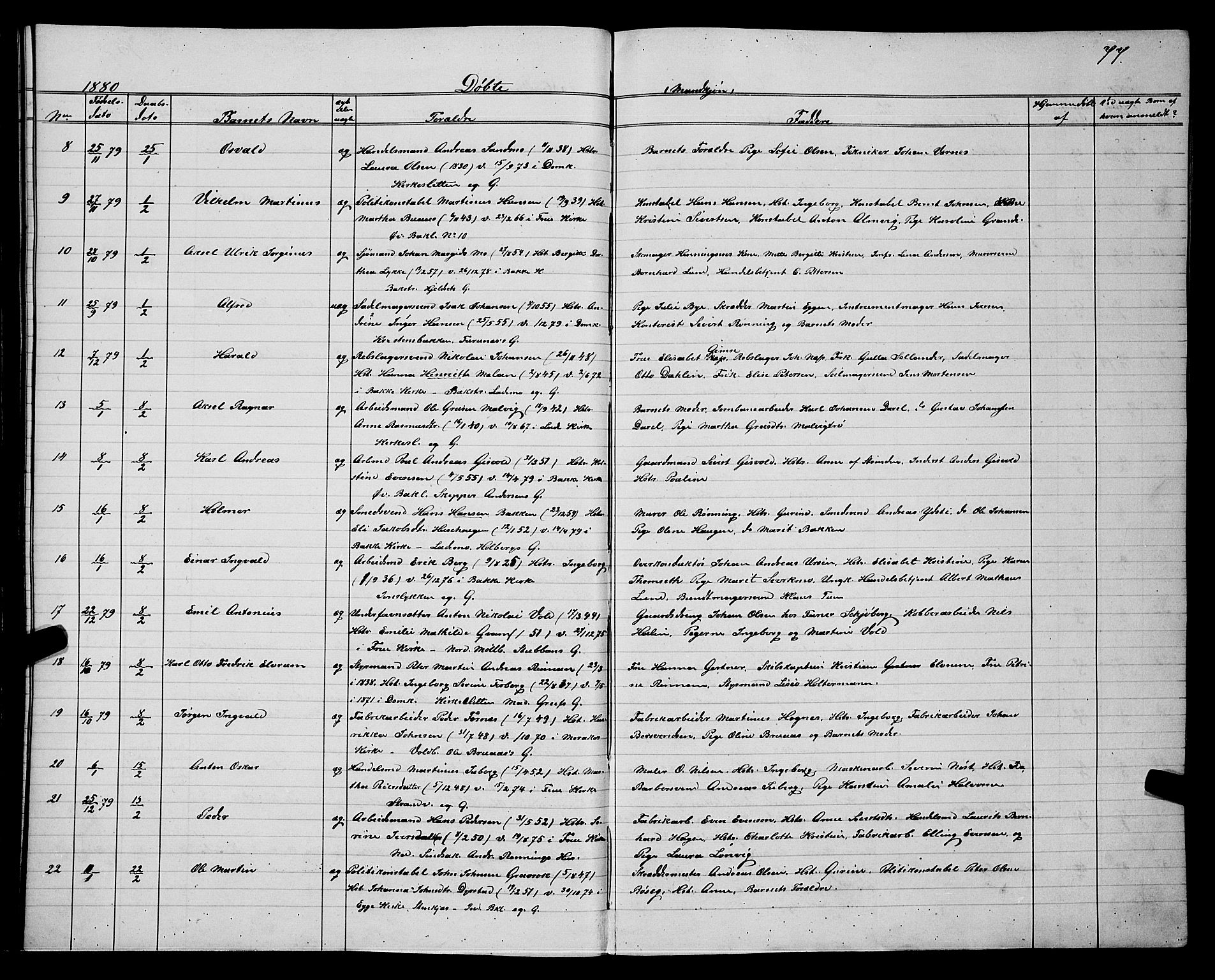 Ministerialprotokoller, klokkerbøker og fødselsregistre - Sør-Trøndelag, SAT/A-1456/604/L0220: Parish register (copy) no. 604C03, 1870-1885, p. 77
