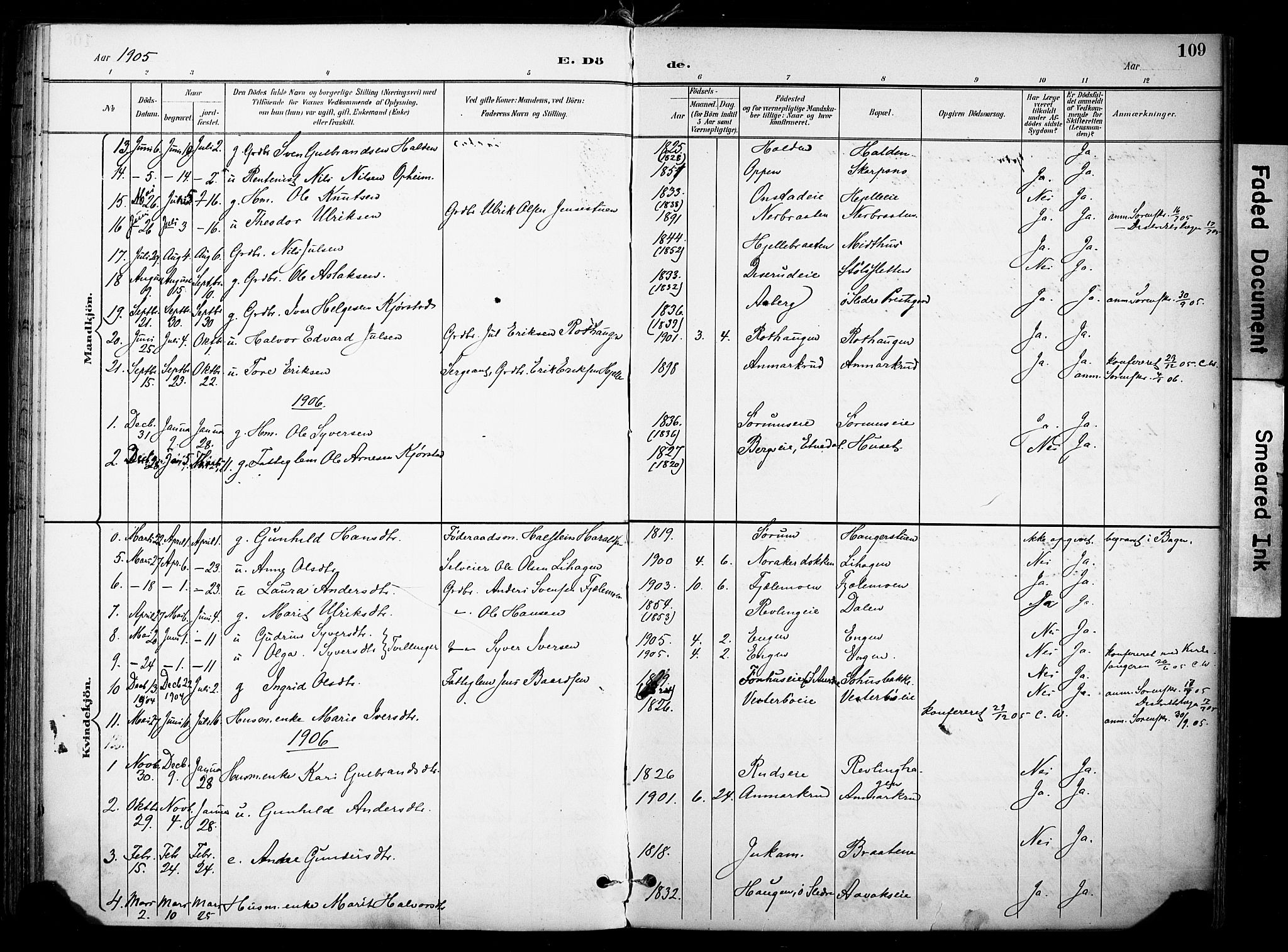 Nord-Aurdal prestekontor, AV/SAH-PREST-132/H/Ha/Haa/L0014: Parish register (official) no. 14, 1896-1912, p. 109