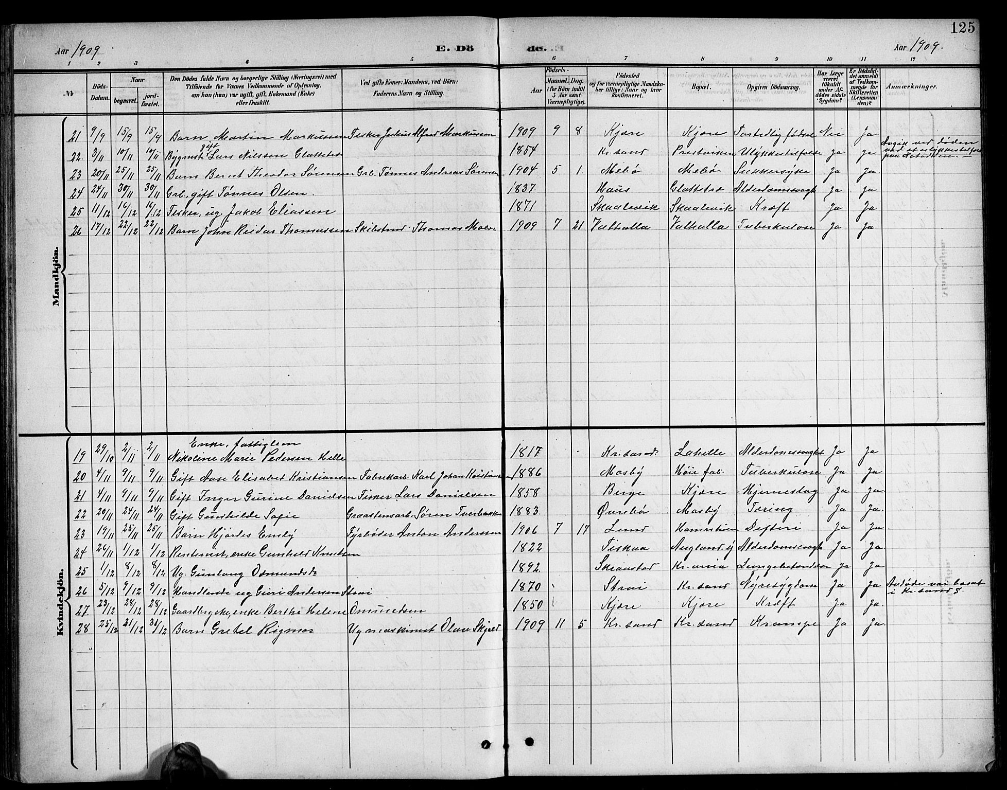 Oddernes sokneprestkontor, AV/SAK-1111-0033/F/Fb/Fba/L0009: Parish register (copy) no. B 9, 1899-1923, p. 125