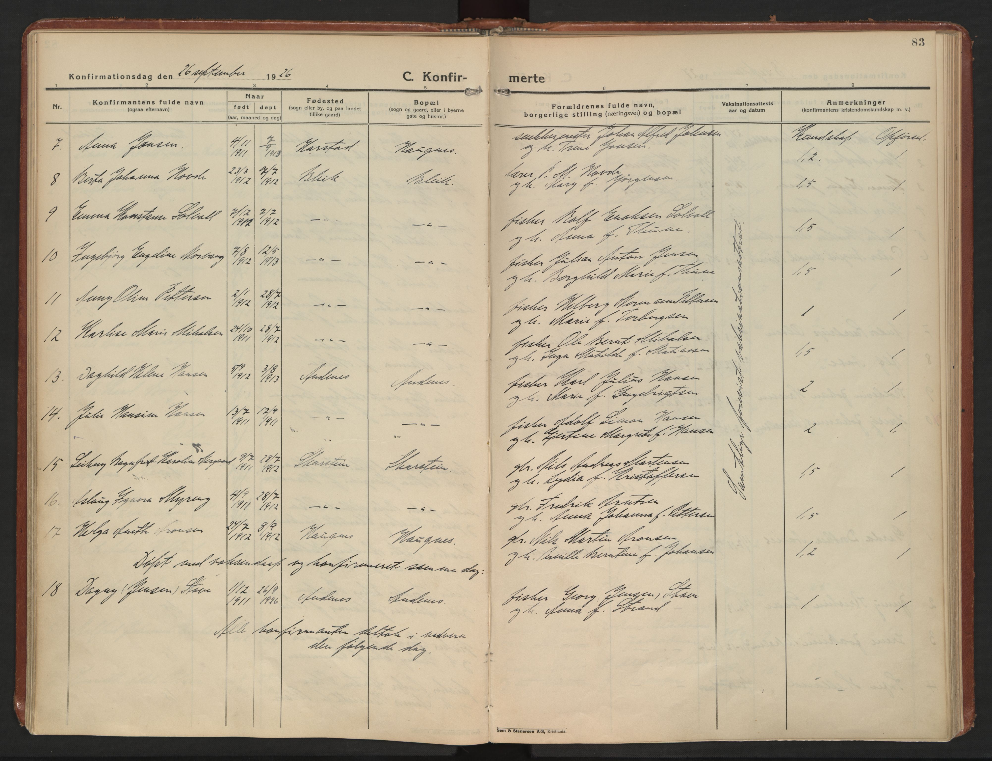 Ministerialprotokoller, klokkerbøker og fødselsregistre - Nordland, AV/SAT-A-1459/899/L1441: Parish register (official) no. 899A09, 1923-1939, p. 83