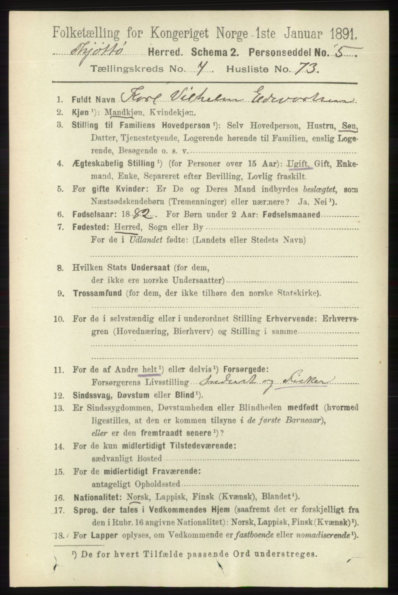 RA, 1891 census for 1817 Tjøtta, 1891, p. 2311