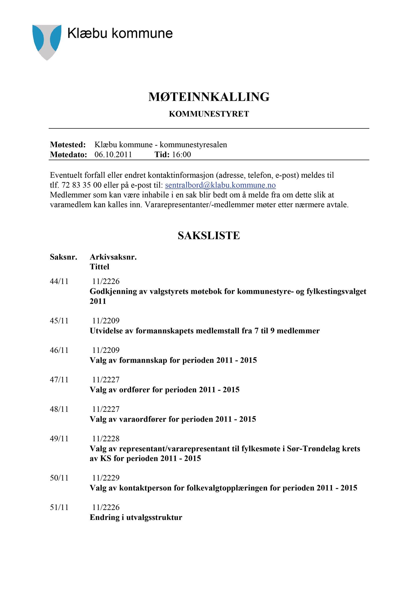 Klæbu Kommune, TRKO/KK/01-KS/L004: Kommunestyret - Møtedokumenter, 2011, p. 1888