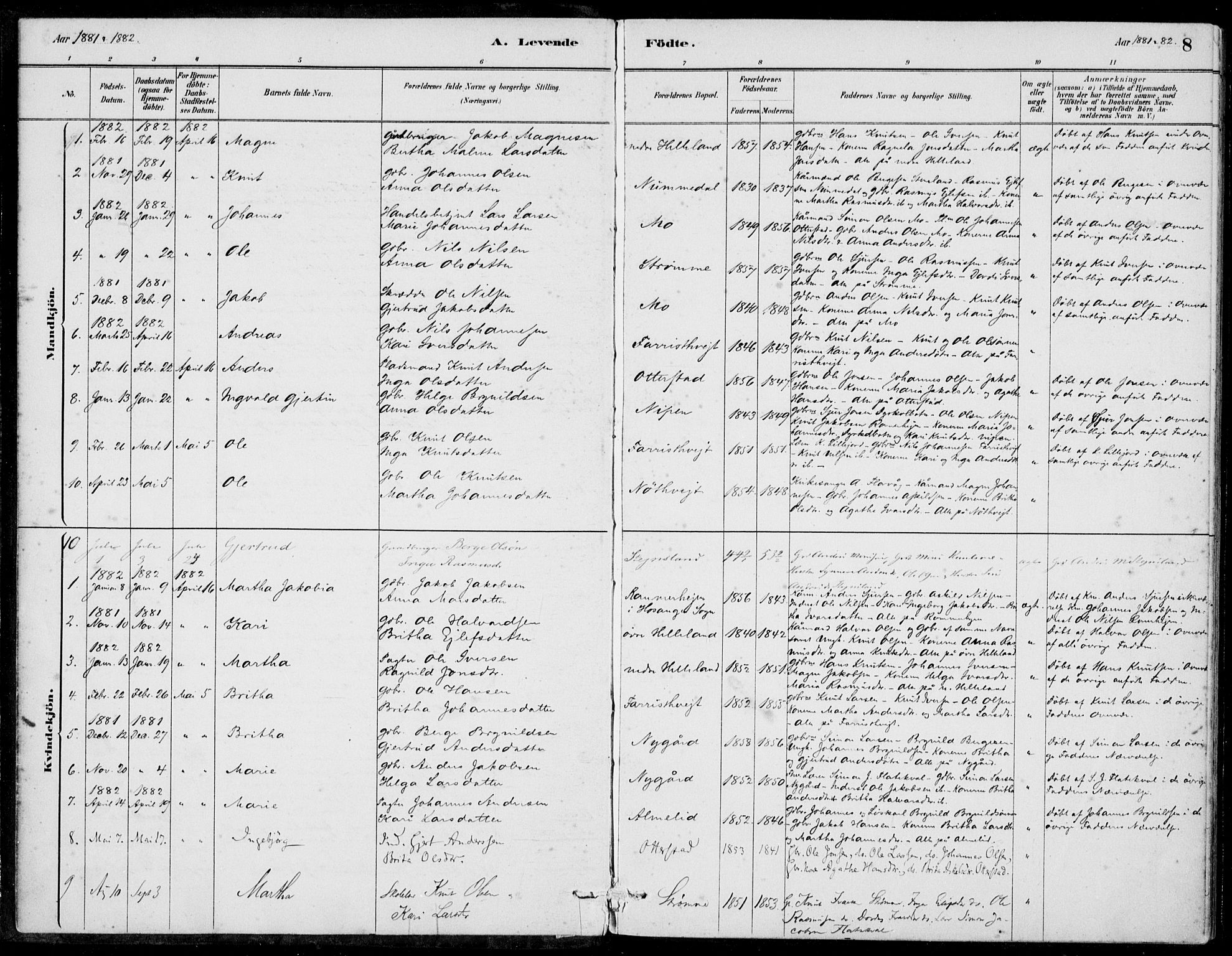 Hosanger sokneprestembete, SAB/A-75801/H/Haa: Parish register (official) no. C  1, 1880-1900, p. 8