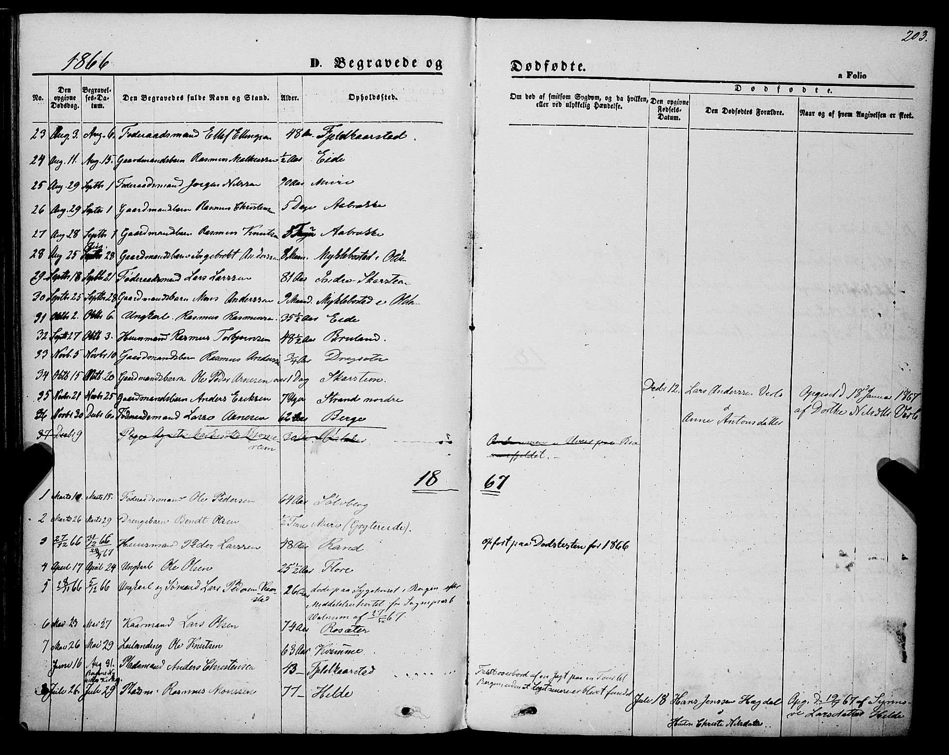 Innvik sokneprestembete, AV/SAB-A-80501: Parish register (official) no. A 6, 1865-1878, p. 203