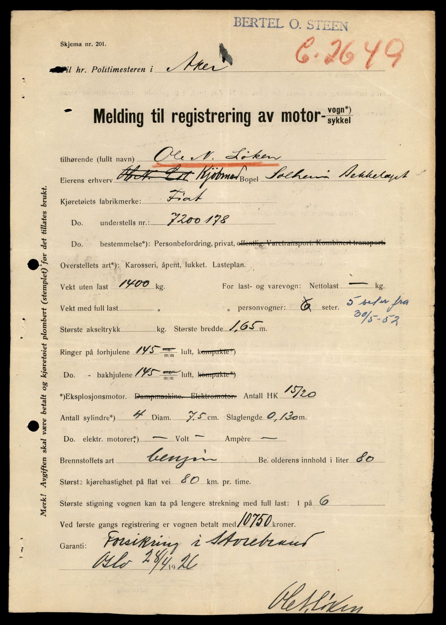 Møre og Romsdal vegkontor - Ålesund trafikkstasjon, AV/SAT-A-4099/F/Fe/L0048: Registreringskort for kjøretøy T 14721 - T 14863, 1927-1998, p. 67