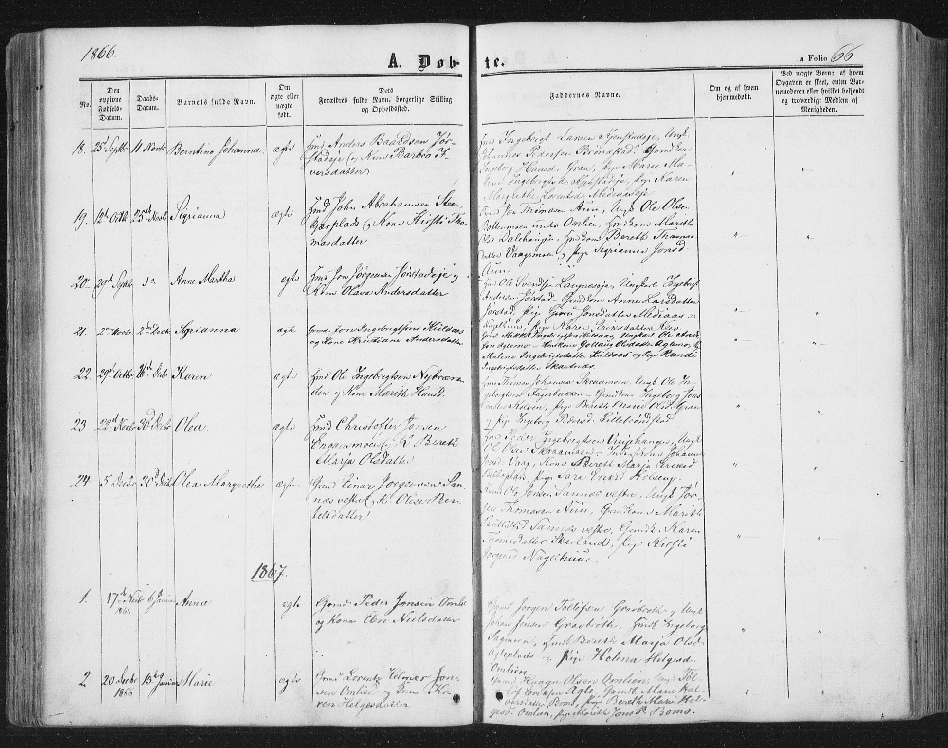 Ministerialprotokoller, klokkerbøker og fødselsregistre - Nord-Trøndelag, SAT/A-1458/749/L0472: Parish register (official) no. 749A06, 1857-1873, p. 66