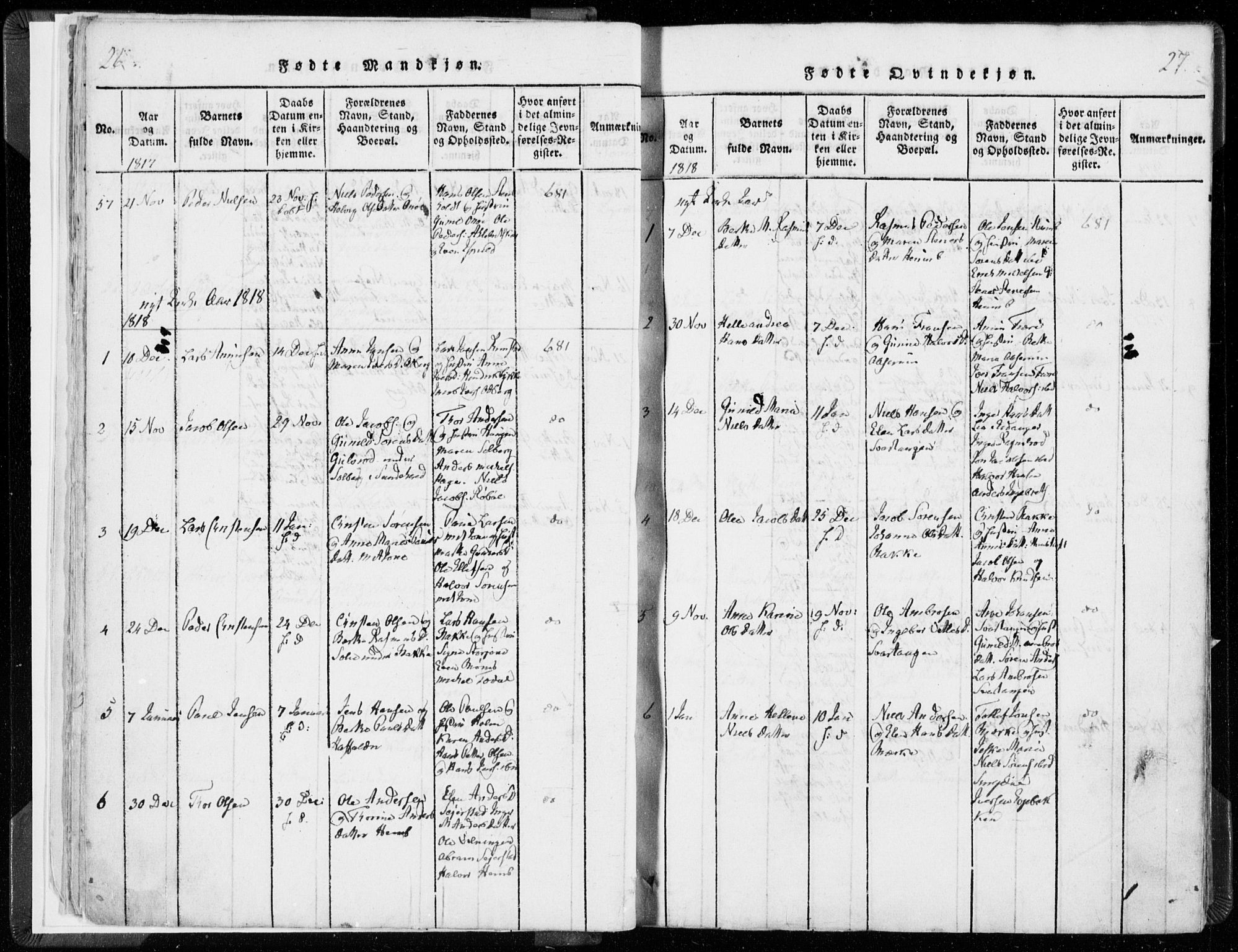 Hedrum kirkebøker, AV/SAKO-A-344/F/Fa/L0004: Parish register (official) no. I 4, 1817-1835, p. 26-27