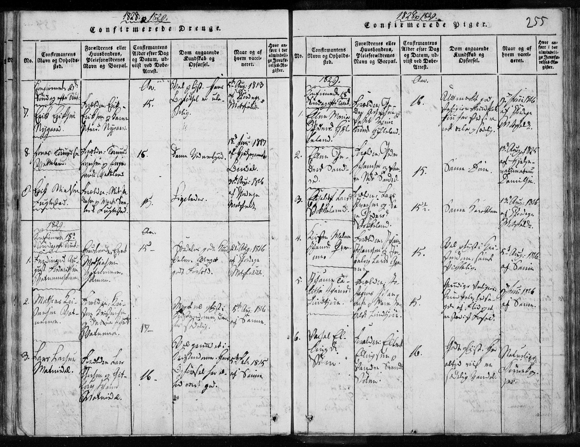 Eigersund sokneprestkontor, SAST/A-101807/S08/L0008: Parish register (official) no. A 8, 1816-1847, p. 255
