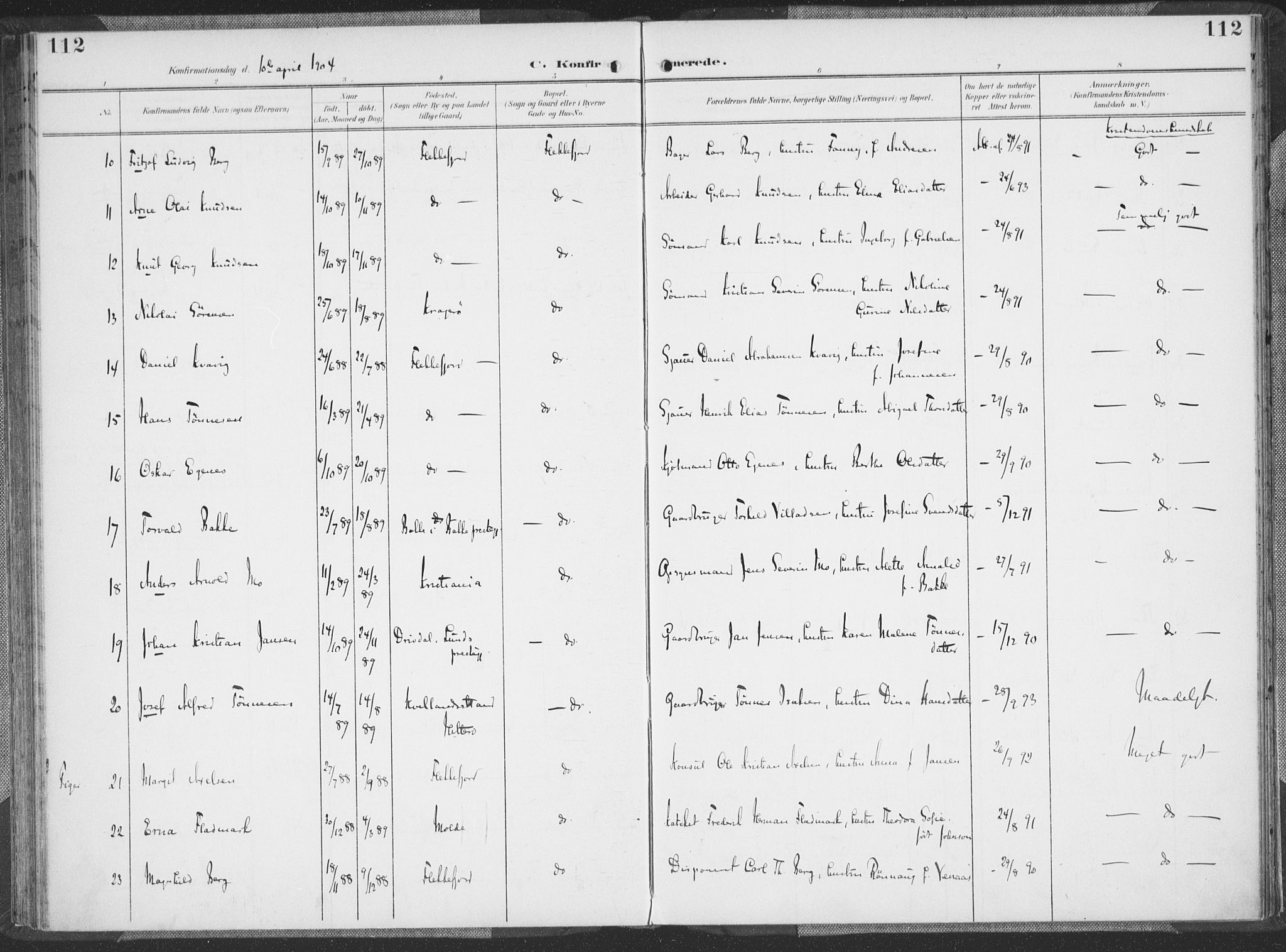 Flekkefjord sokneprestkontor, AV/SAK-1111-0012/F/Fa/Faa/L0002: Parish register (official) no. A 2, 1900-1912, p. 112