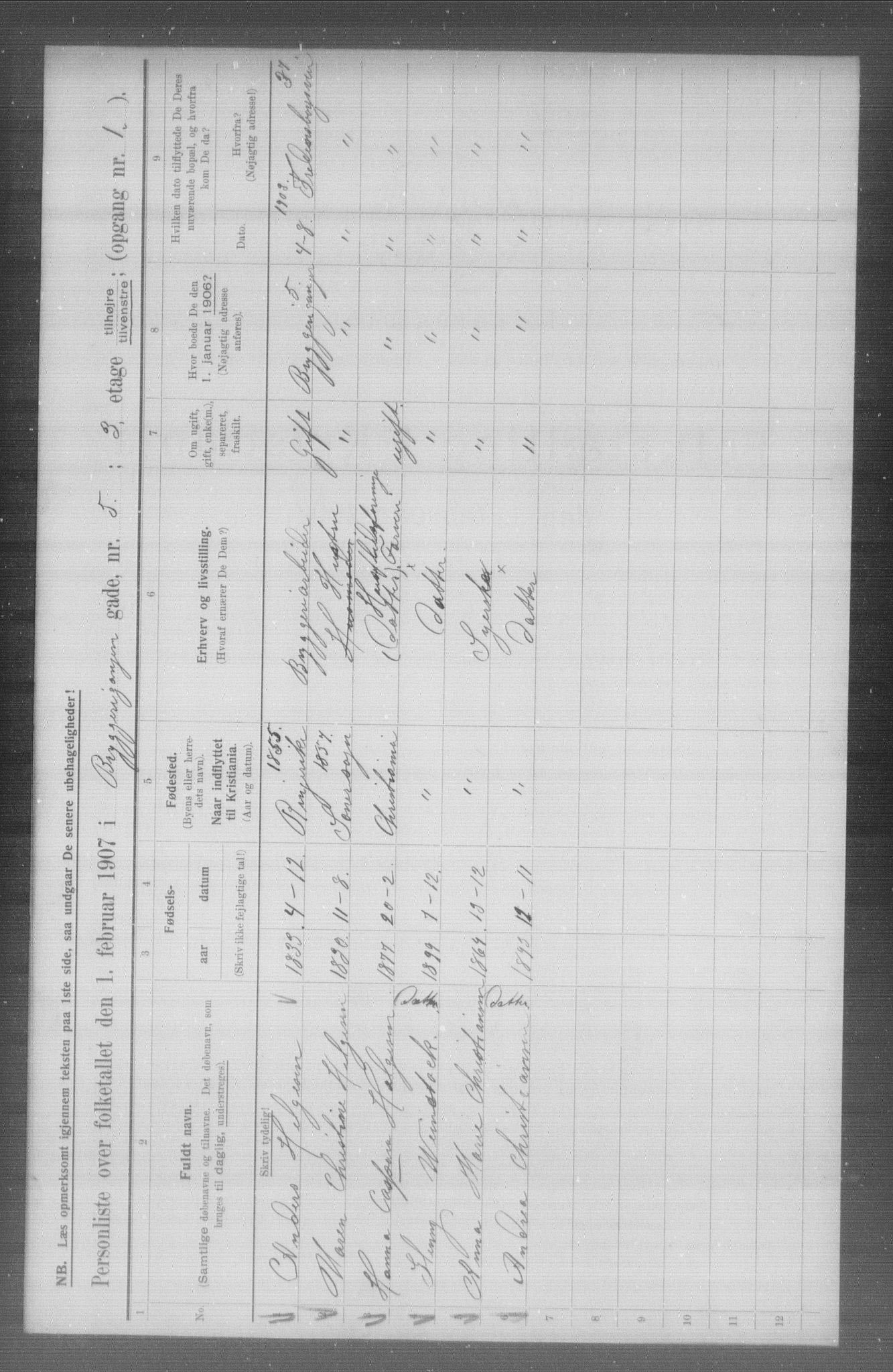 OBA, Municipal Census 1907 for Kristiania, 1907, p. 5300