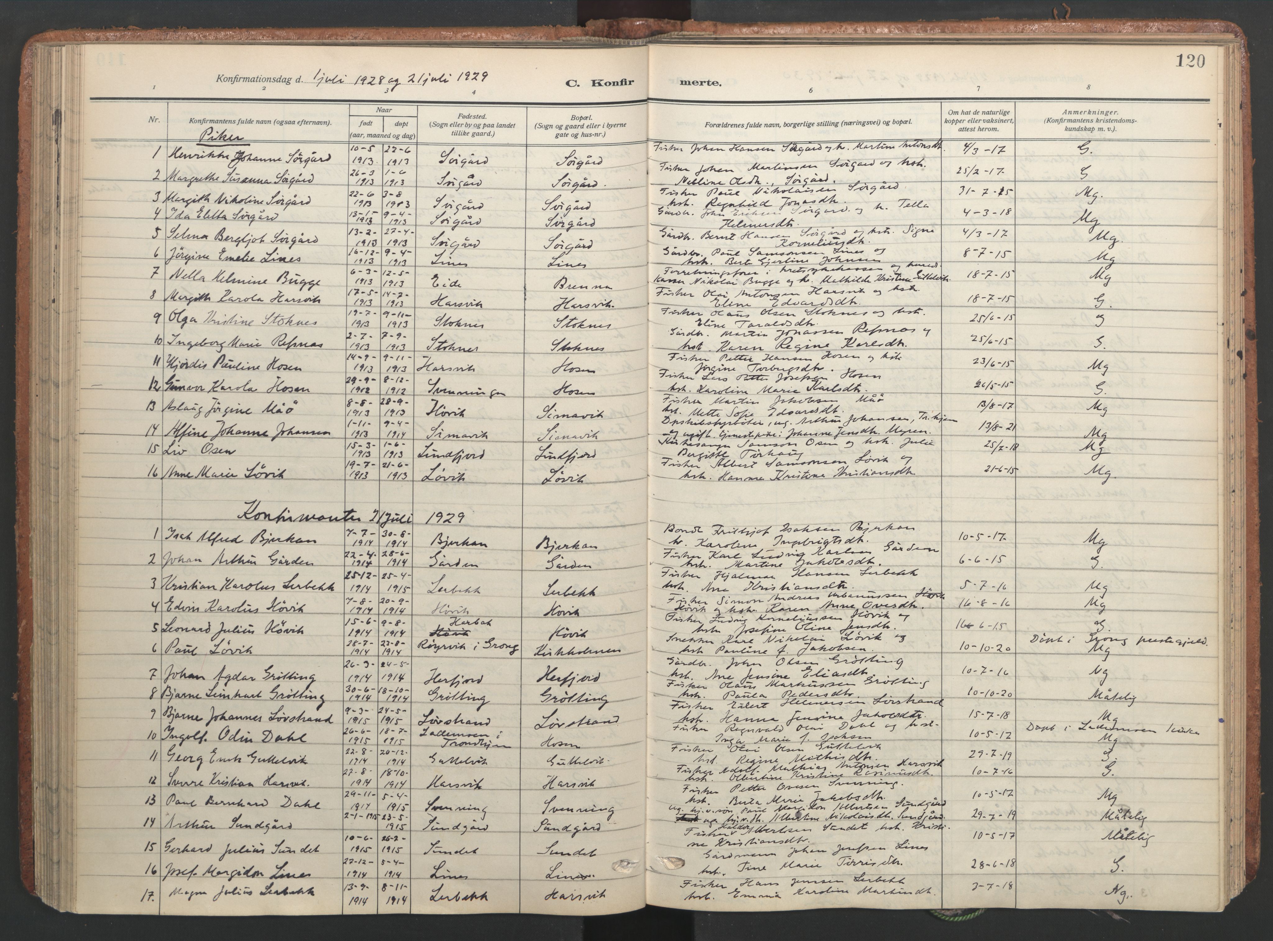 Ministerialprotokoller, klokkerbøker og fødselsregistre - Sør-Trøndelag, SAT/A-1456/656/L0694: Parish register (official) no. 656A03, 1914-1931, p. 120