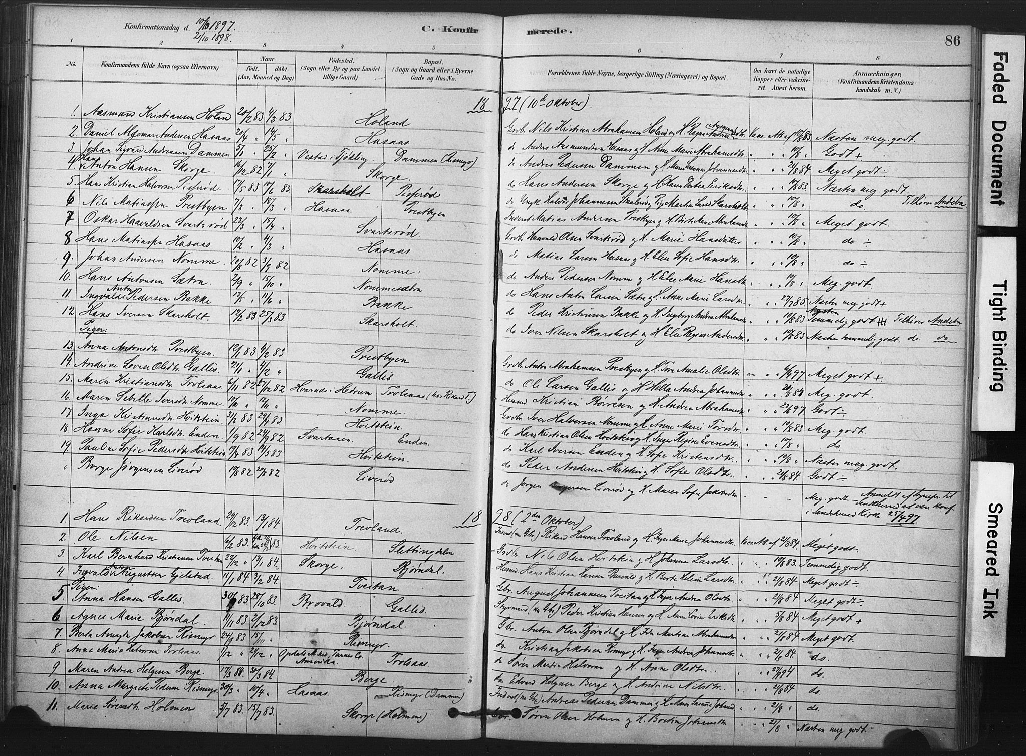 Andebu kirkebøker, AV/SAKO-A-336/F/Fa/L0008: Parish register (official) no. 8, 1878-1902, p. 86