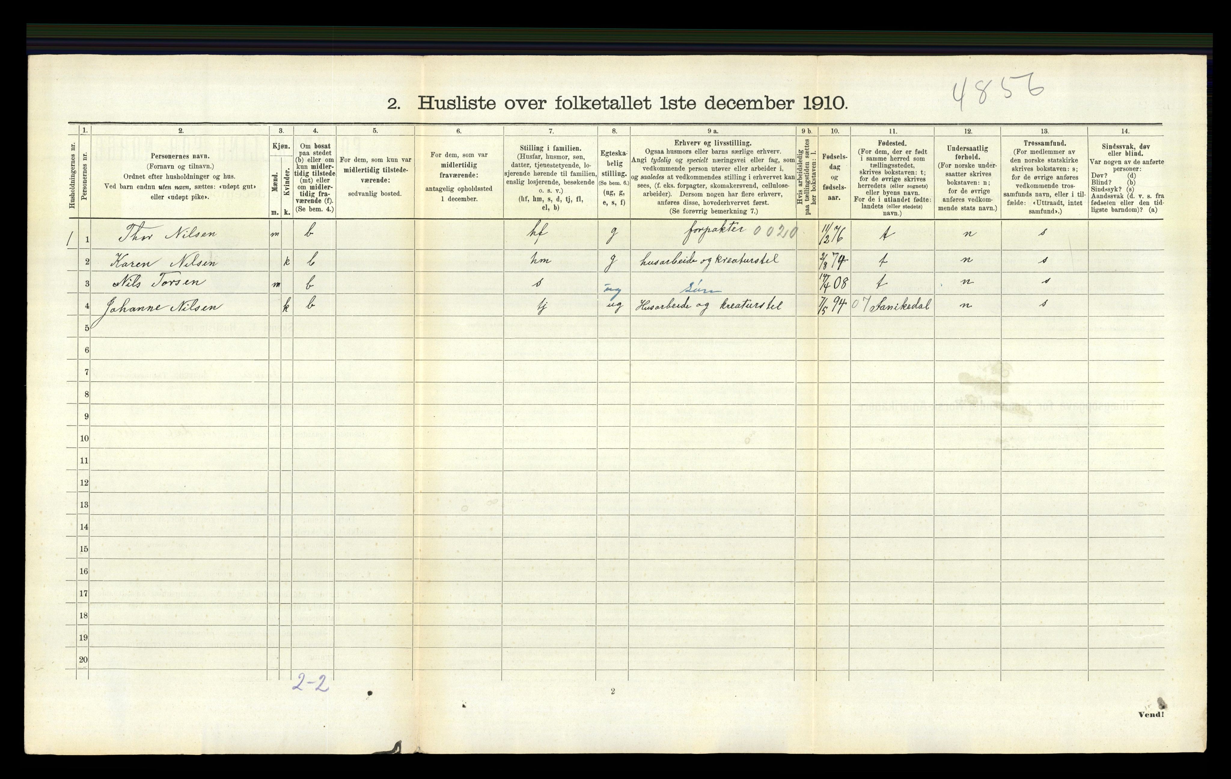 RA, 1910 census for Bamble, 1910, p. 365