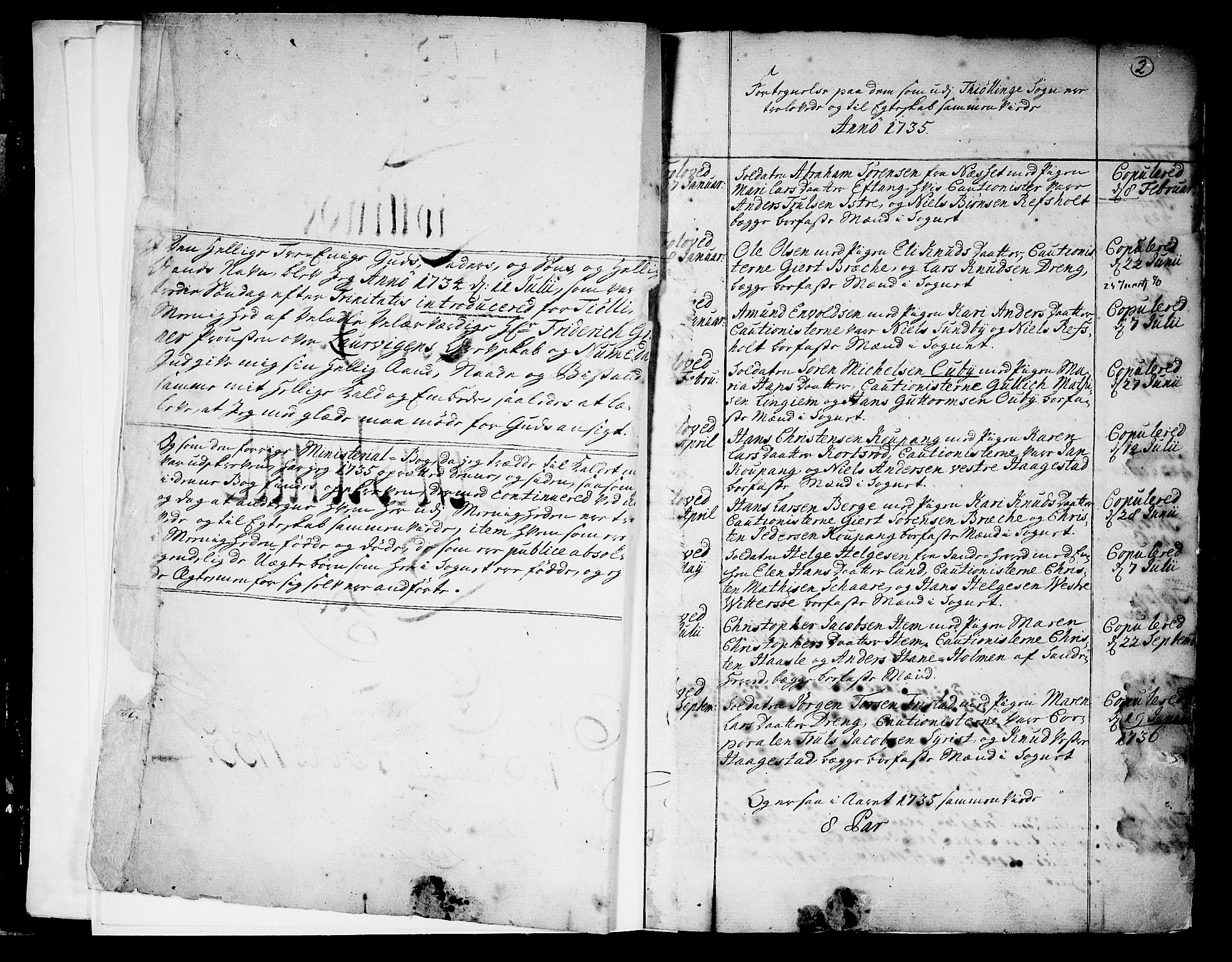 Tjølling kirkebøker, AV/SAKO-A-60/F/Fa/L0003: Parish register (official) no. 3, 1735-1778, p. 2