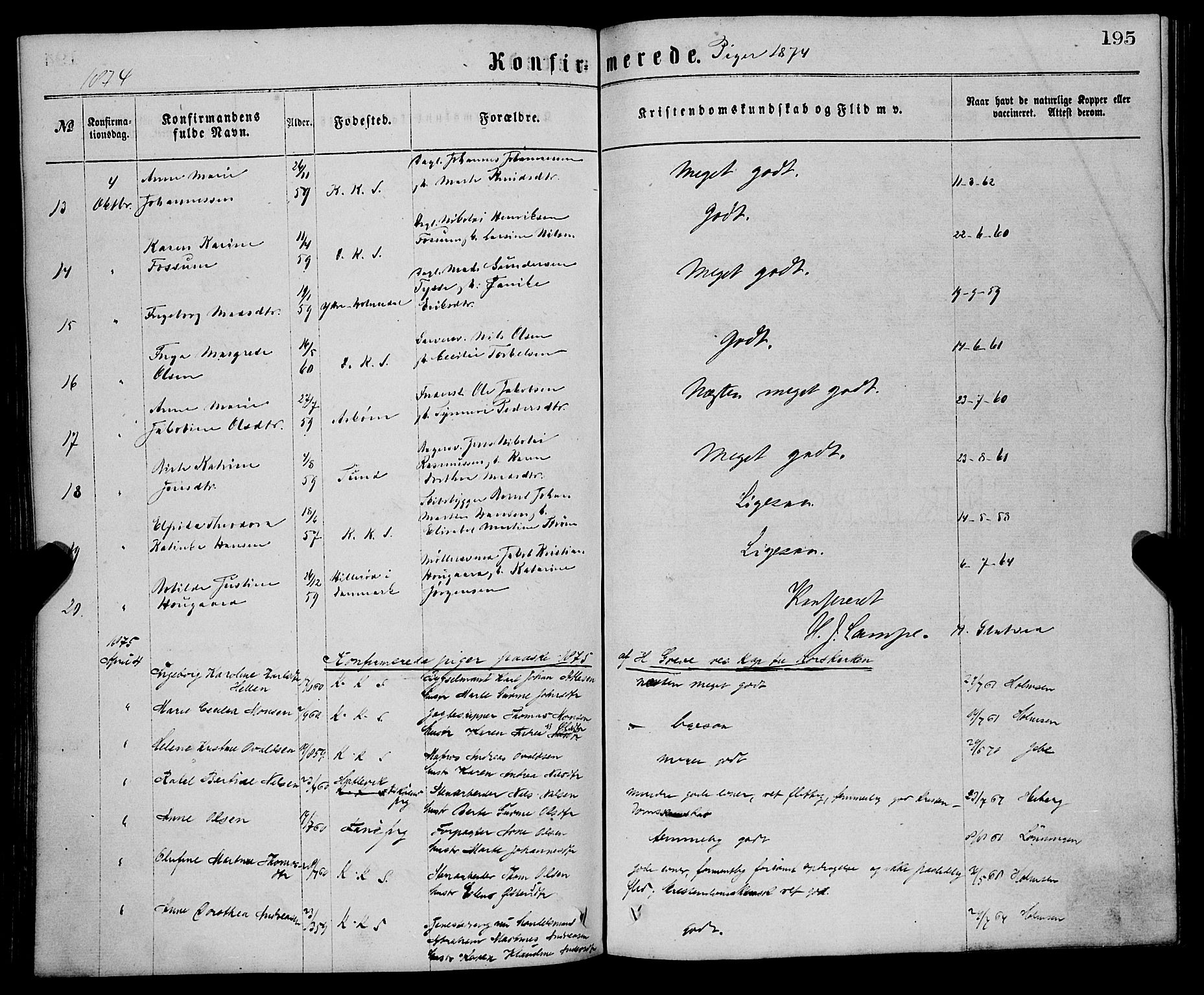 Sandviken Sokneprestembete, SAB/A-77601/H/Ha/L0001: Parish register (official) no. A 1, 1867-1877, p. 195
