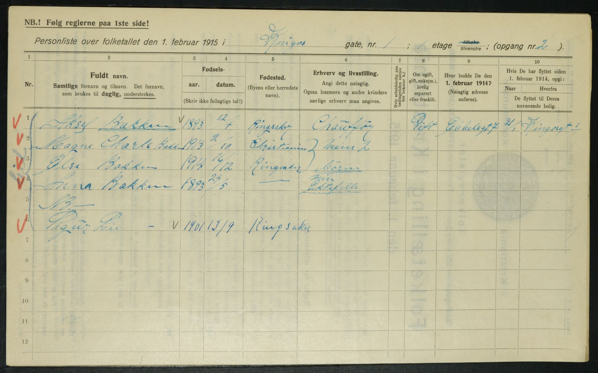 OBA, Municipal Census 1915 for Kristiania, 1915, p. 49091