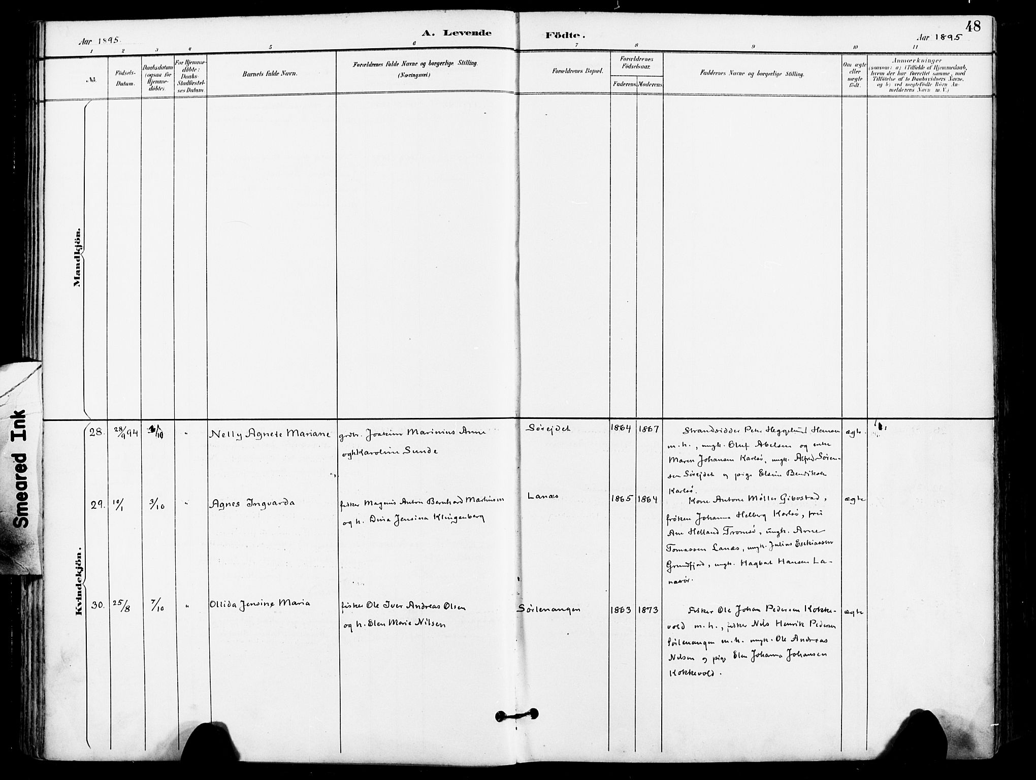 Karlsøy sokneprestembete, AV/SATØ-S-1299/H/Ha/Haa/L0007kirke: Parish register (official) no. 7, 1891-1902, p. 48