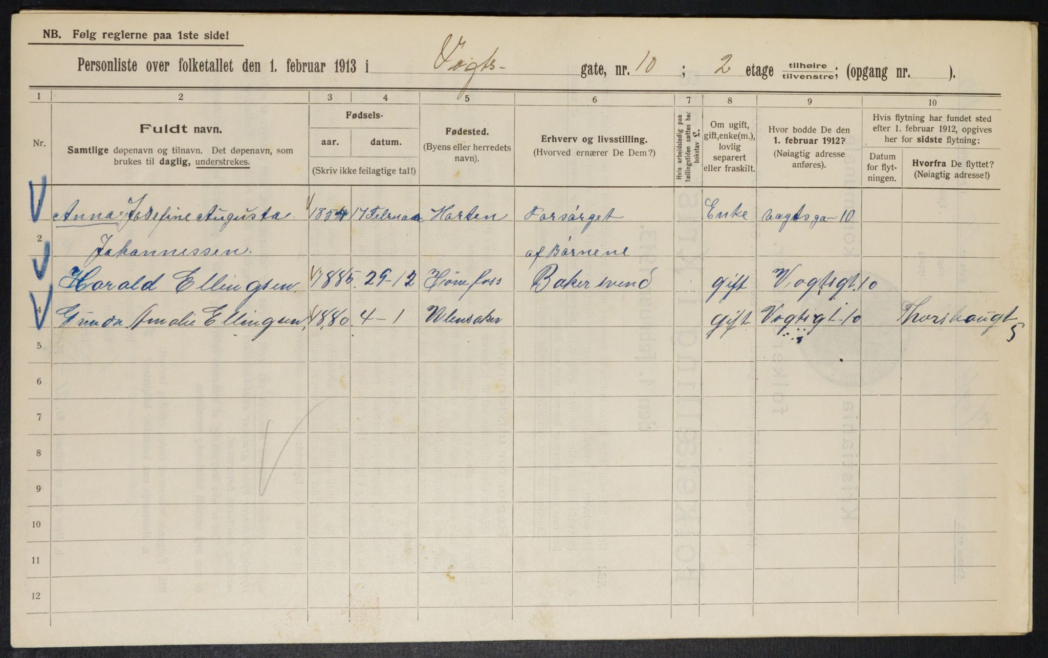 OBA, Municipal Census 1913 for Kristiania, 1913, p. 124169