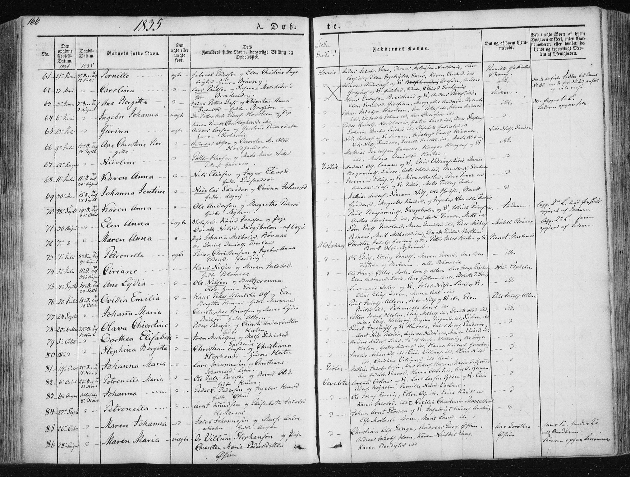 Ministerialprotokoller, klokkerbøker og fødselsregistre - Nordland, SAT/A-1459/830/L0446: Parish register (official) no. 830A10, 1831-1865, p. 166