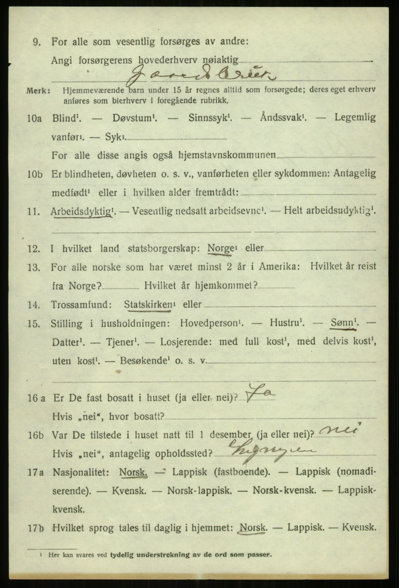 SATØ, 1920 census for Balsfjord, 1920, p. 8710