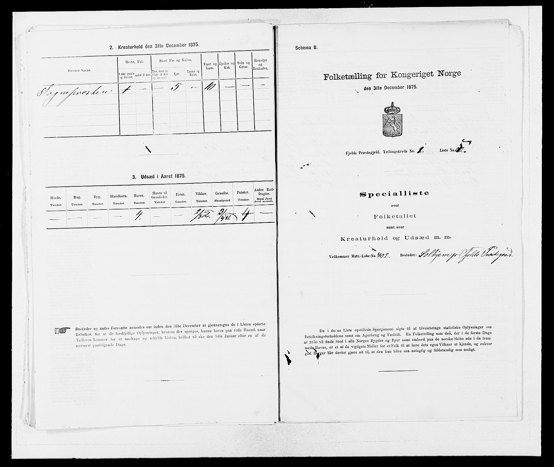 SAB, 1875 census for 1246P Fjell, 1875, p. 123