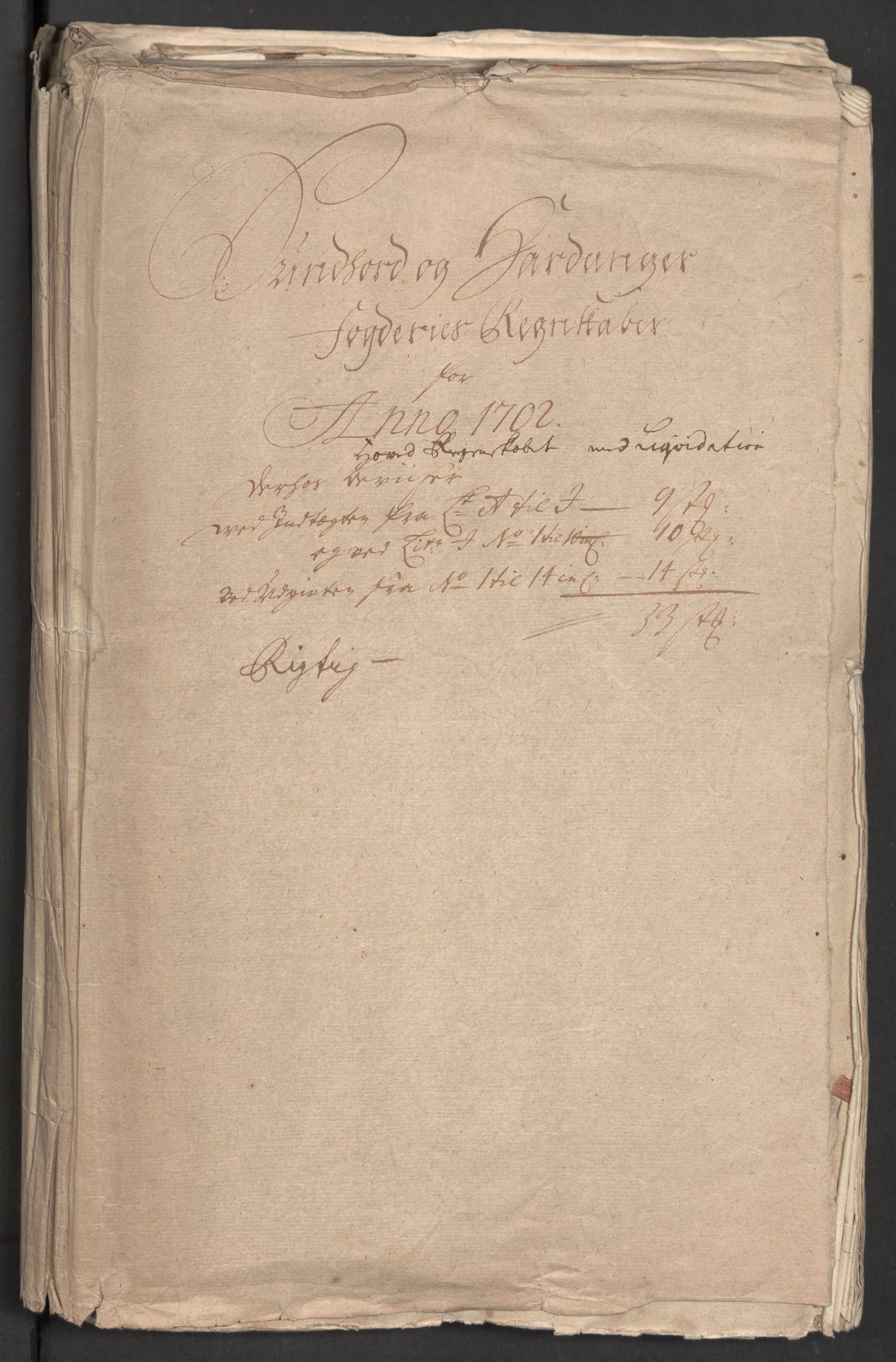 Rentekammeret inntil 1814, Reviderte regnskaper, Fogderegnskap, AV/RA-EA-4092/R48/L2980: Fogderegnskap Sunnhordland og Hardanger, 1702, p. 4