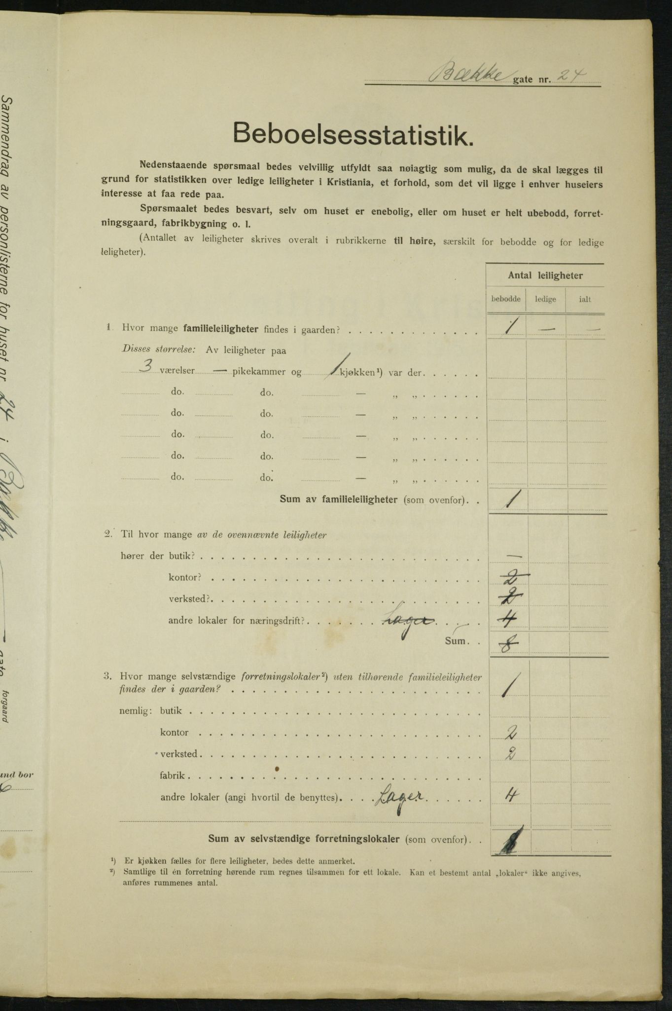 OBA, Municipal Census 1915 for Kristiania, 1915, p. 11145