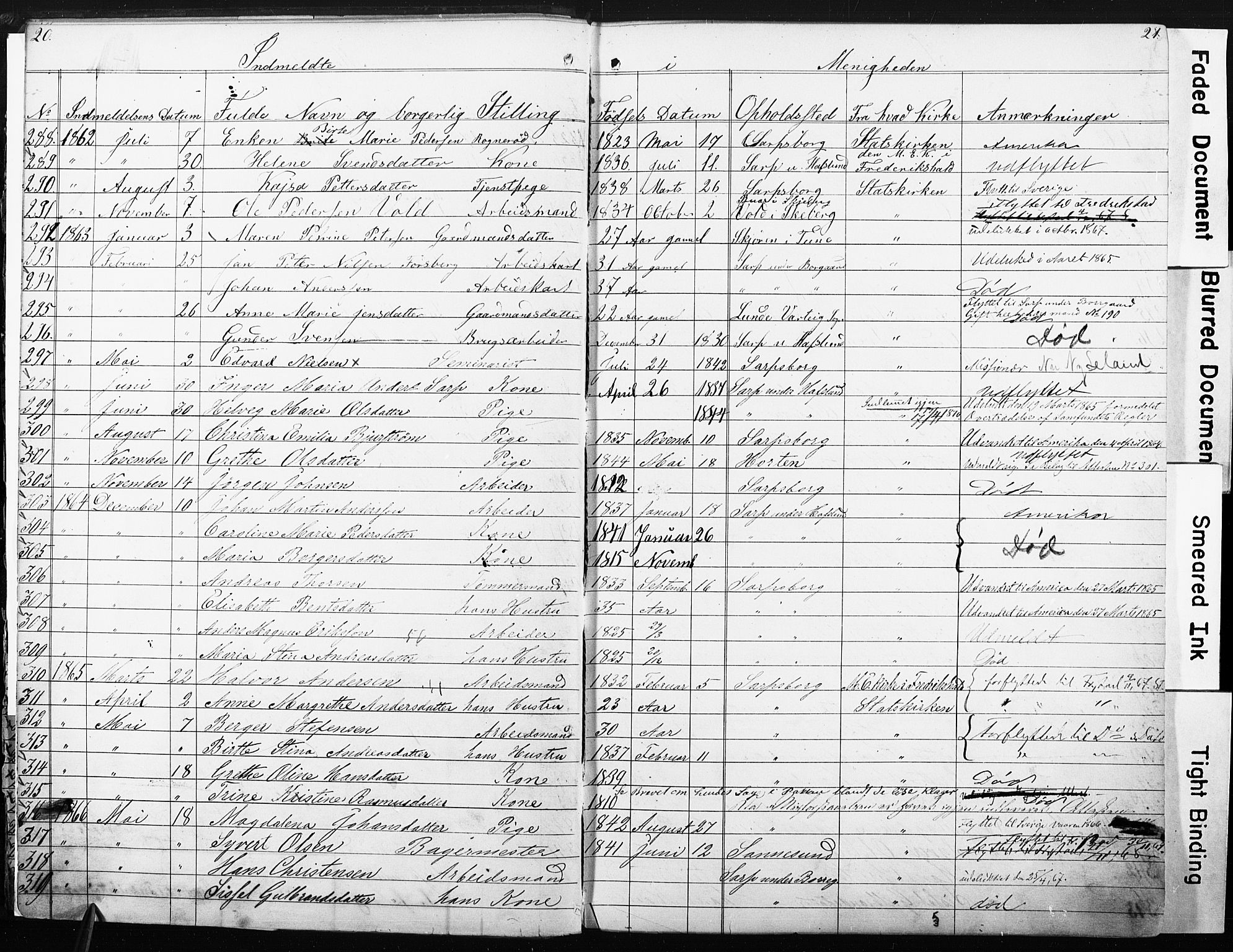 Sarpsborg metodistkirke, SAO/PAO-0233/A/L0001: Dissenter register no. 1, 1856-1875, p. 20-21