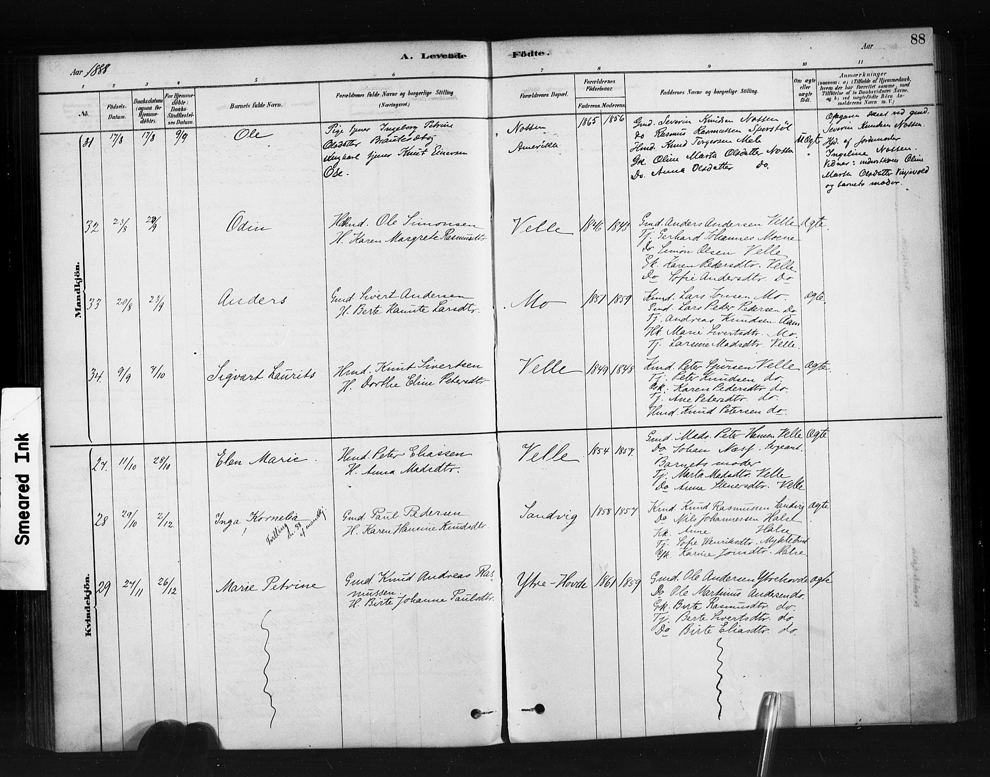 Ministerialprotokoller, klokkerbøker og fødselsregistre - Møre og Romsdal, AV/SAT-A-1454/513/L0176: Parish register (official) no. 513A03, 1877-1889, p. 88