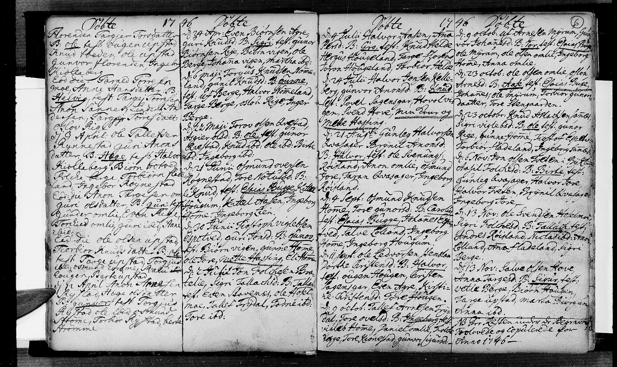 Valle sokneprestkontor, AV/SAK-1111-0044/F/Fa/Fac/L0002: Parish register (official) no. A 2, 1745-1776, p. 6