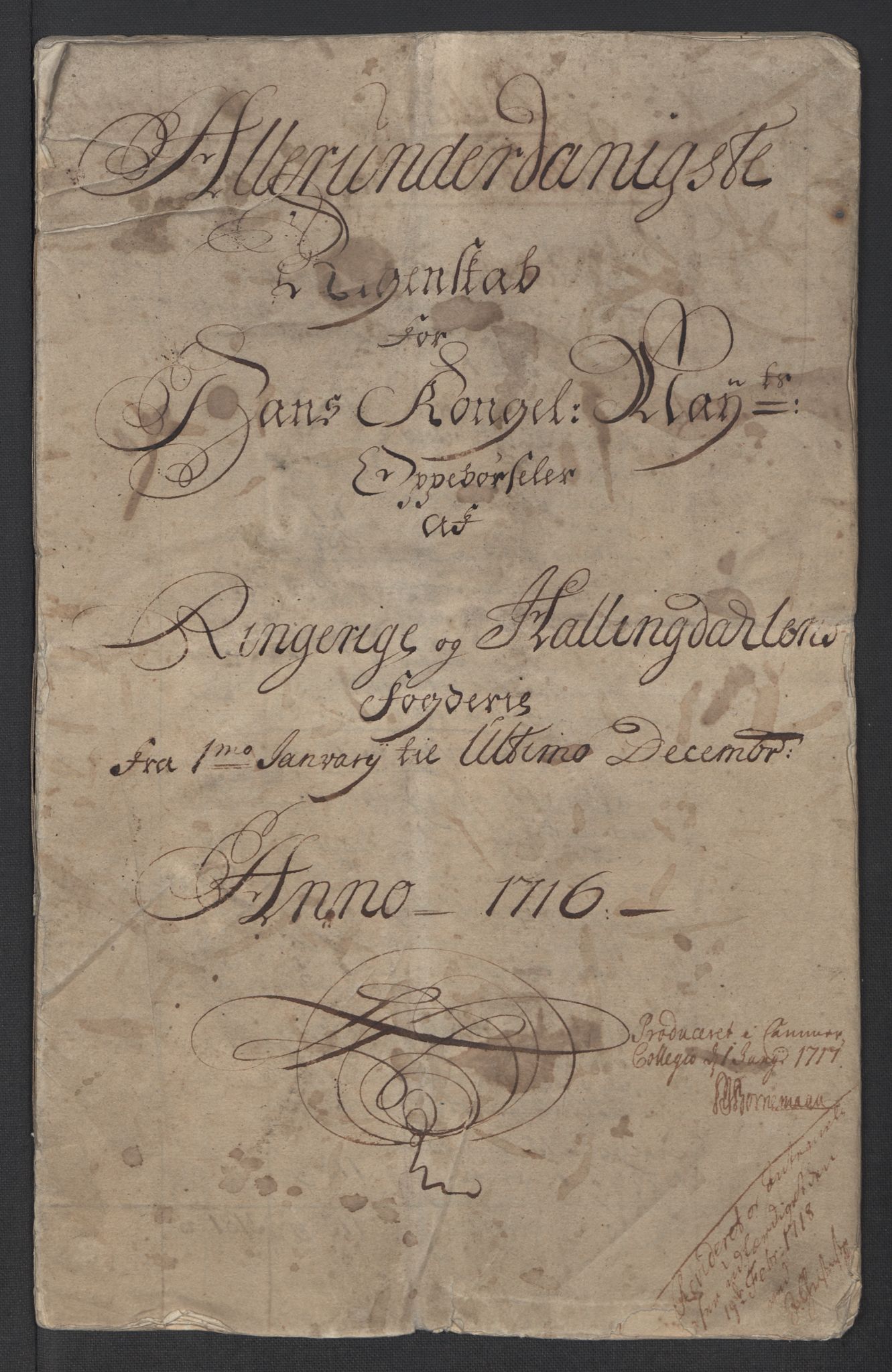Rentekammeret inntil 1814, Reviderte regnskaper, Fogderegnskap, RA/EA-4092/R23/L1474: Fogderegnskap Ringerike og Hallingdal, 1716, p. 3