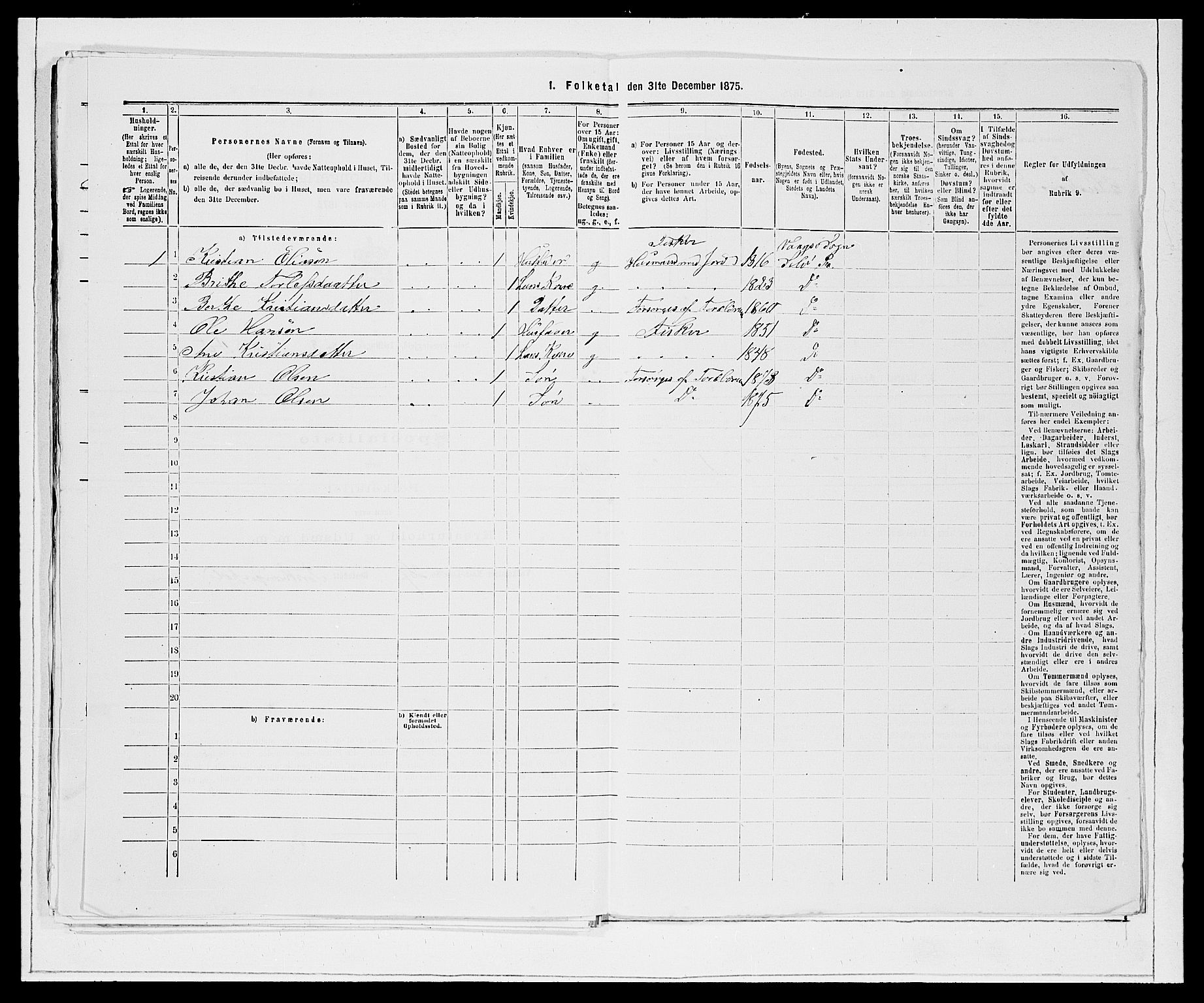 SAB, 1875 Census for 1441P Selje, 1875, p. 455