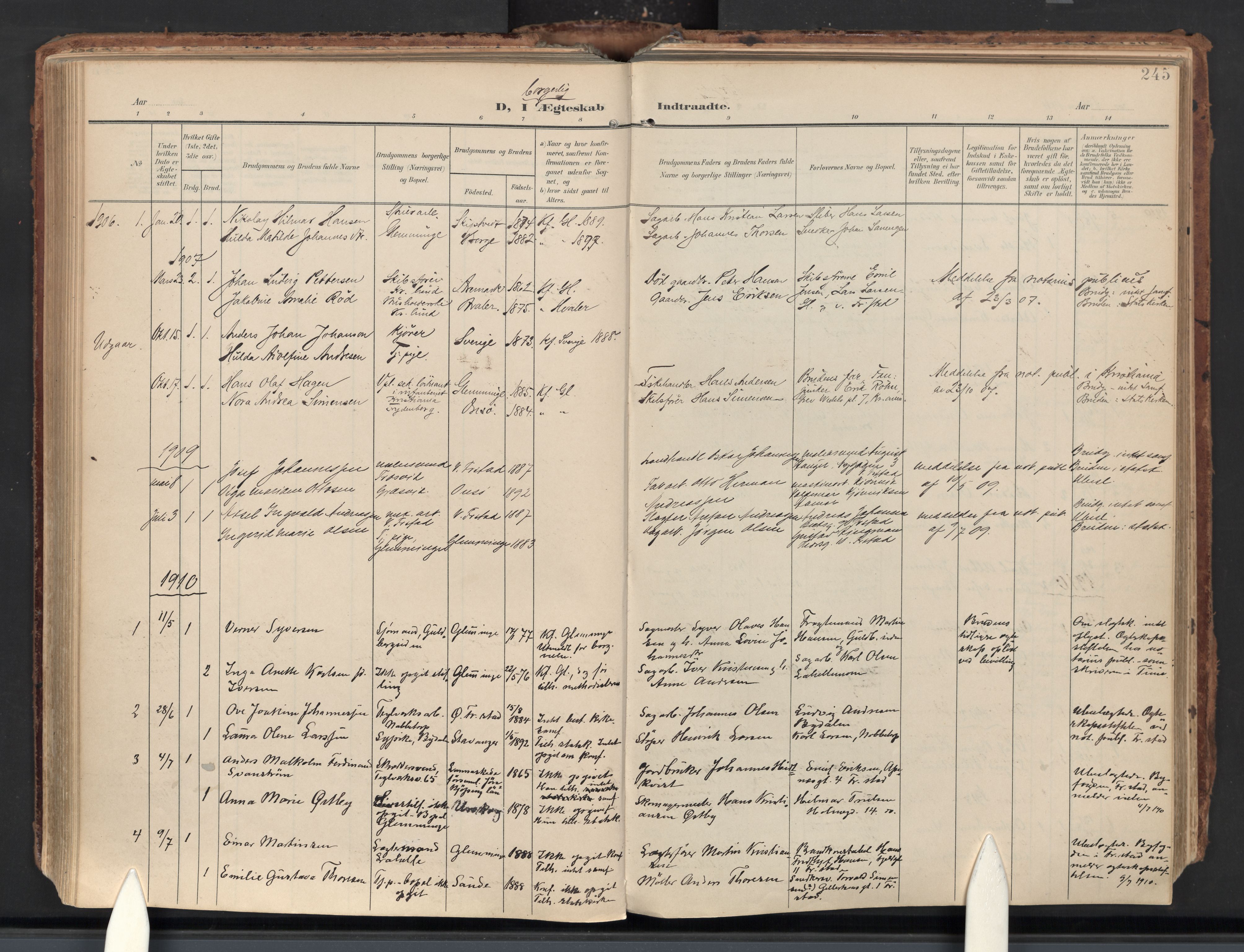 Glemmen prestekontor Kirkebøker, AV/SAO-A-10908/F/Fa/L0016: Parish register (official) no. 16, 1903-1937, p. 245